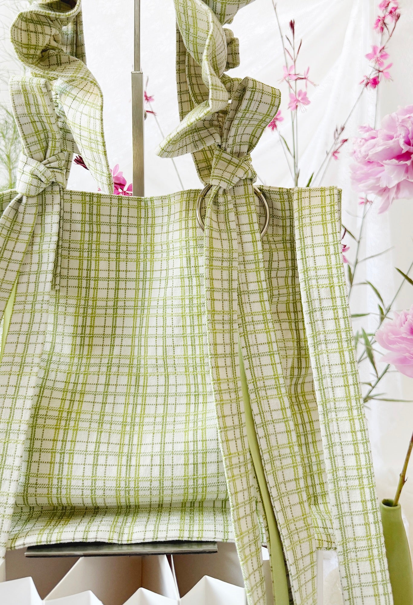 MINI ALIYA CROSSBODY TOTE - GREEN TATTERSALL CANVAS