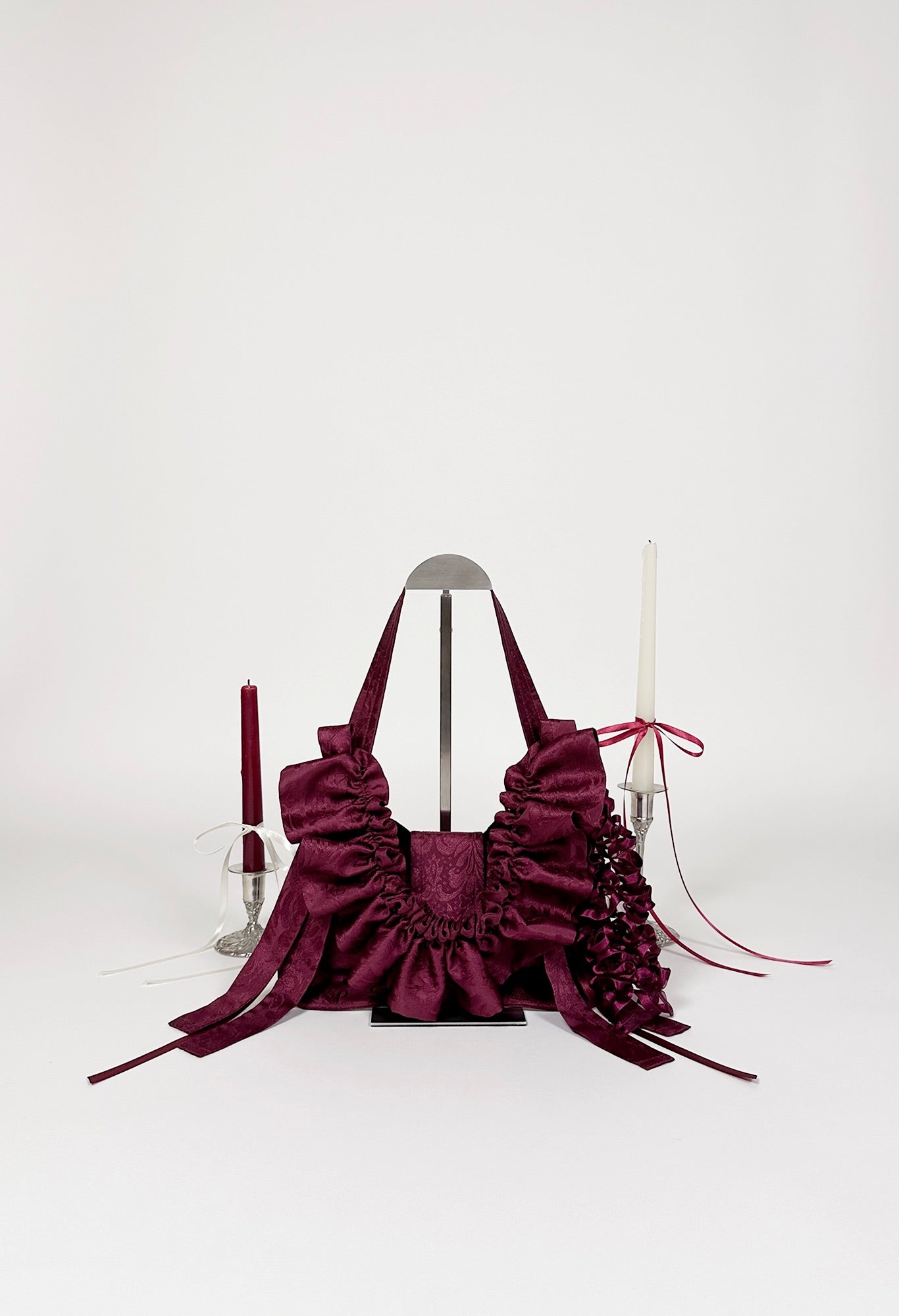 NAIA SHOULDER BAG - BURGUNDY DAMASK