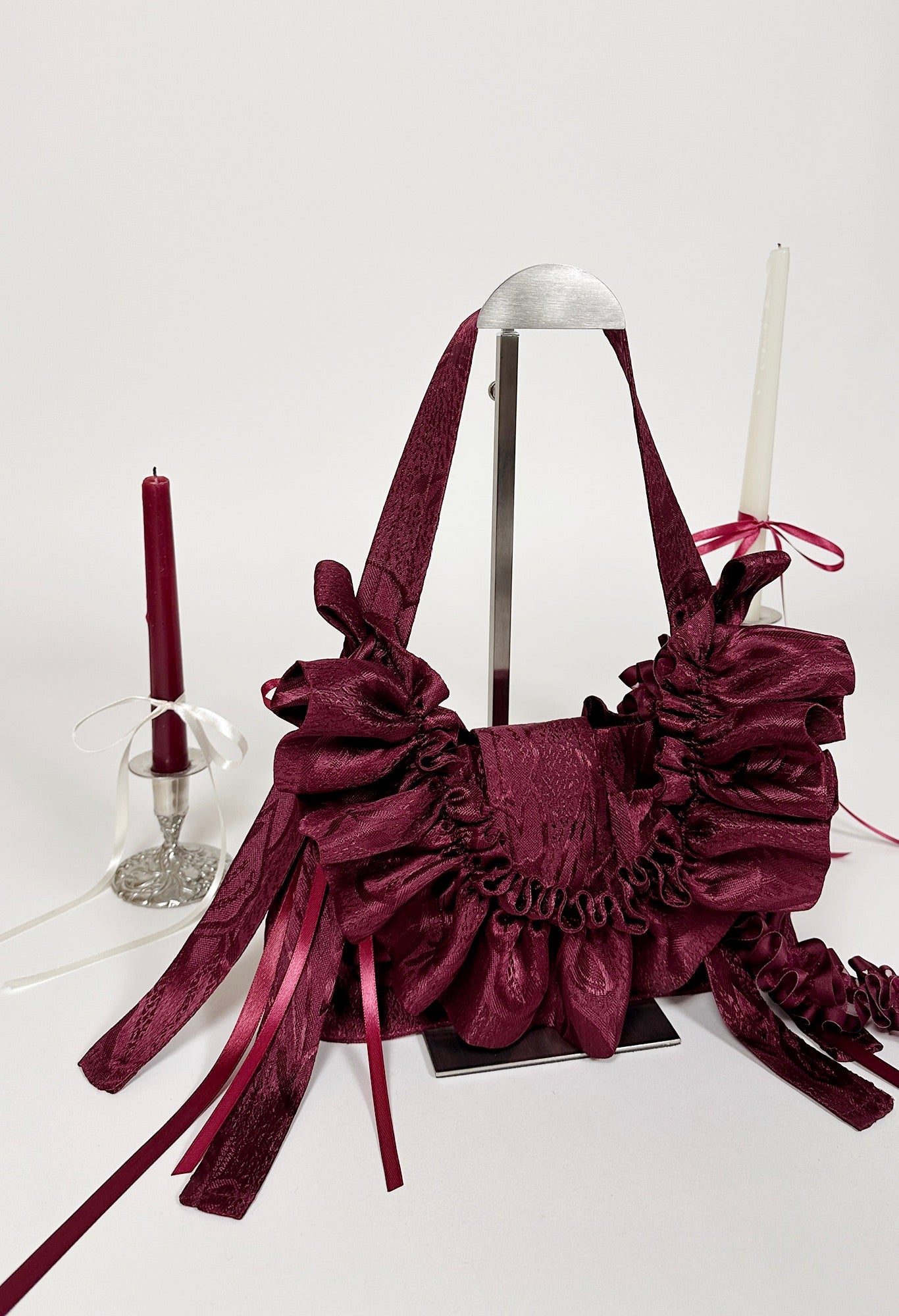 NAIA SHOULDER BAG - BURGUNDY JACQUARD