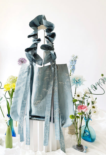 ALIYA TOTE BAG - BLUE FLORAL EMBROIDERED FAILLE