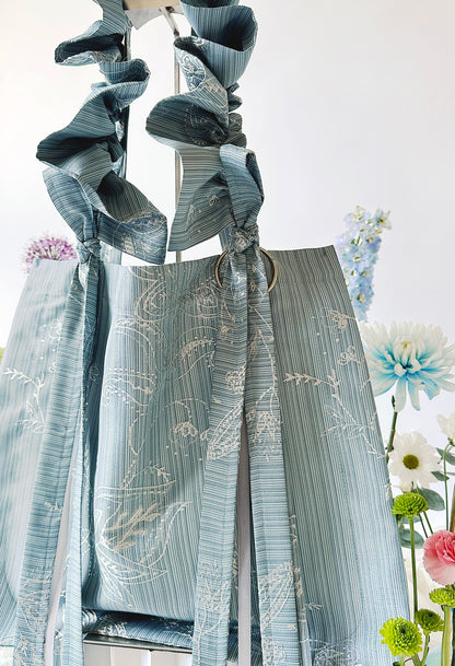 ALIYA TOTE BAG - BLUE FLORAL EMBROIDERED FAILLE