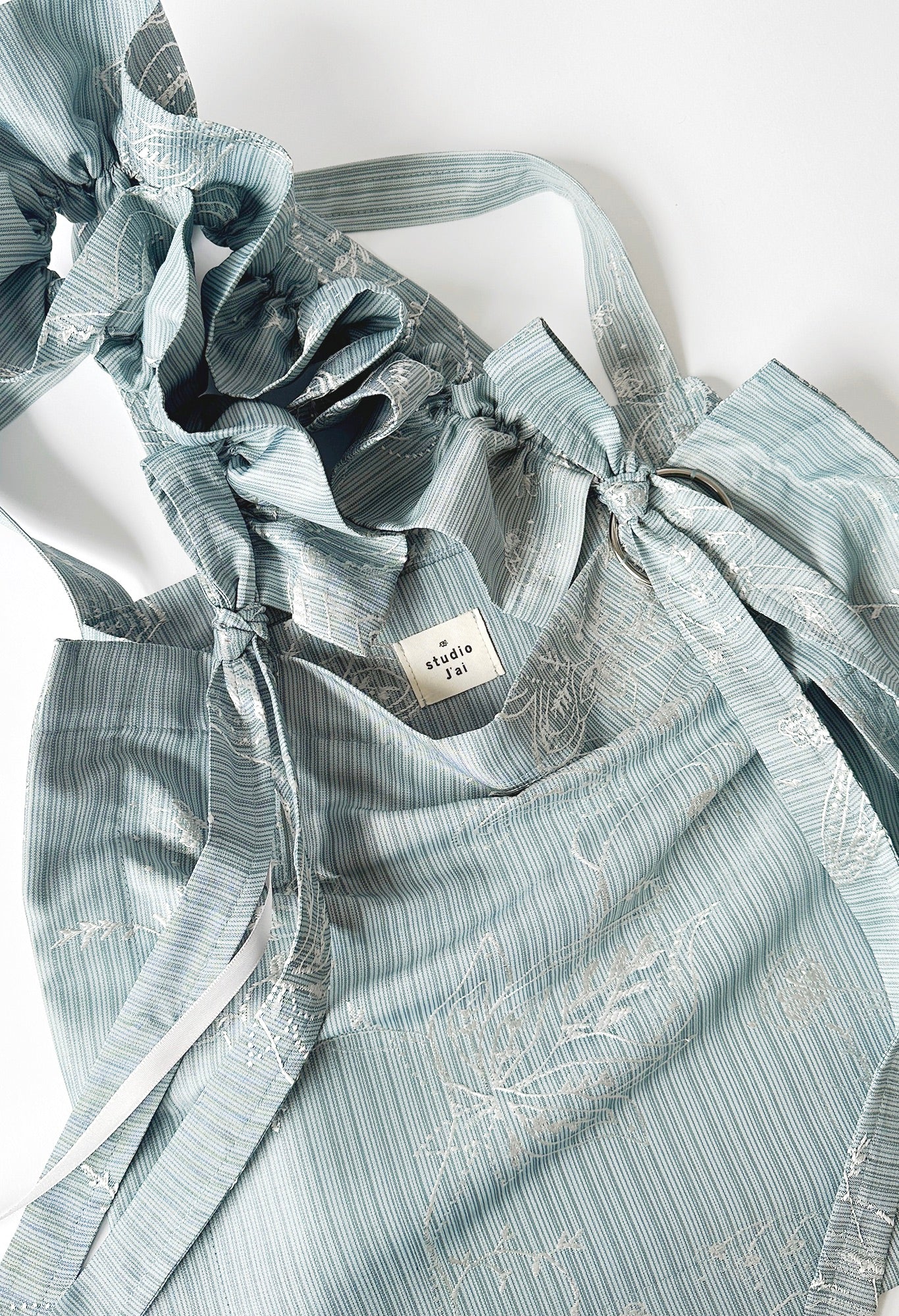 ALIYA TOTE BAG - BLUE FLORAL EMBROIDERED FAILLE