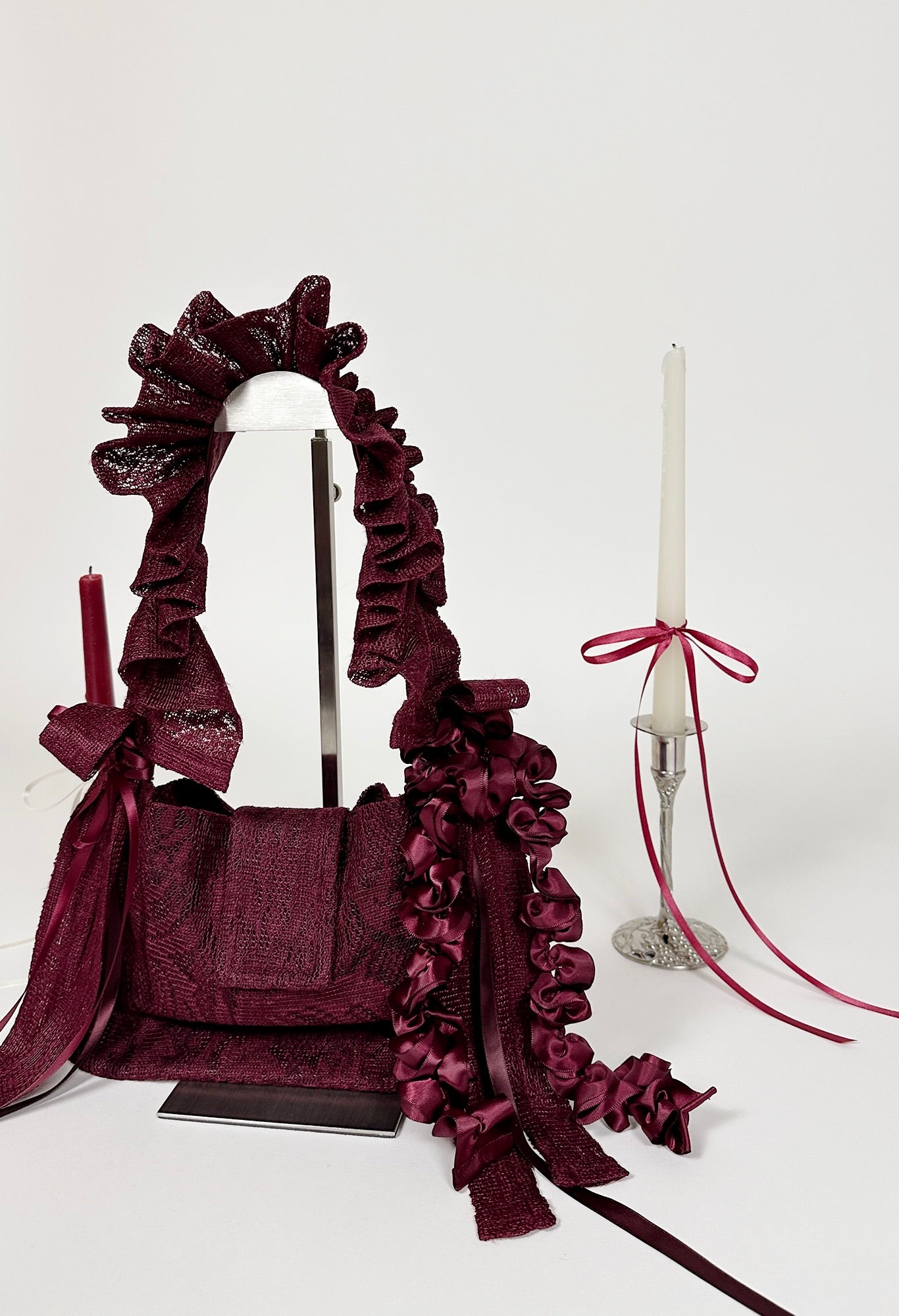 NAIA SHOULDER BAG - BURGUNDY LACE