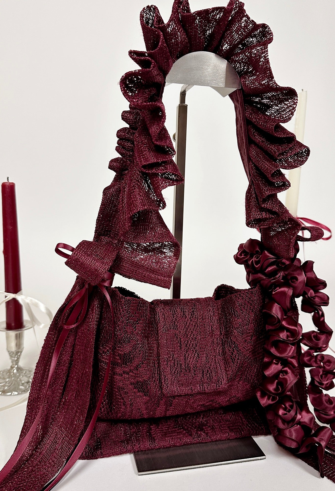 NAIA SHOULDER BAG - BURGUNDY LACE