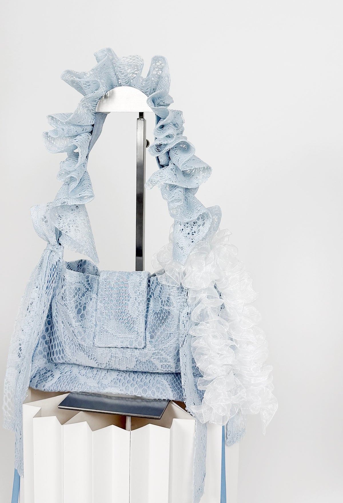 NAIA SHOULDER BAG - BABY BLUE LACE