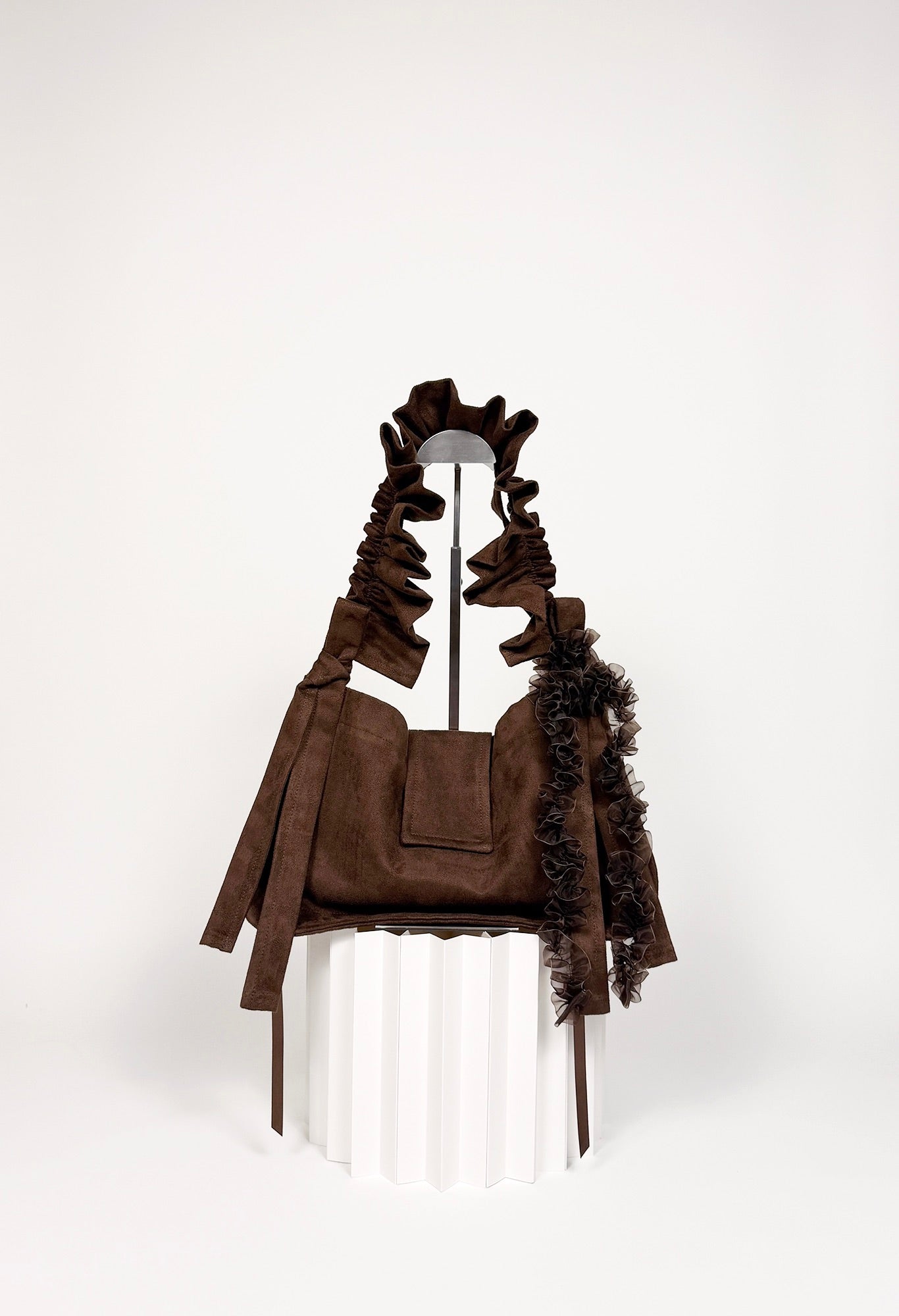 OVERSIZED NAIA SHOULDER BAG - BROWN MICROSUEDE