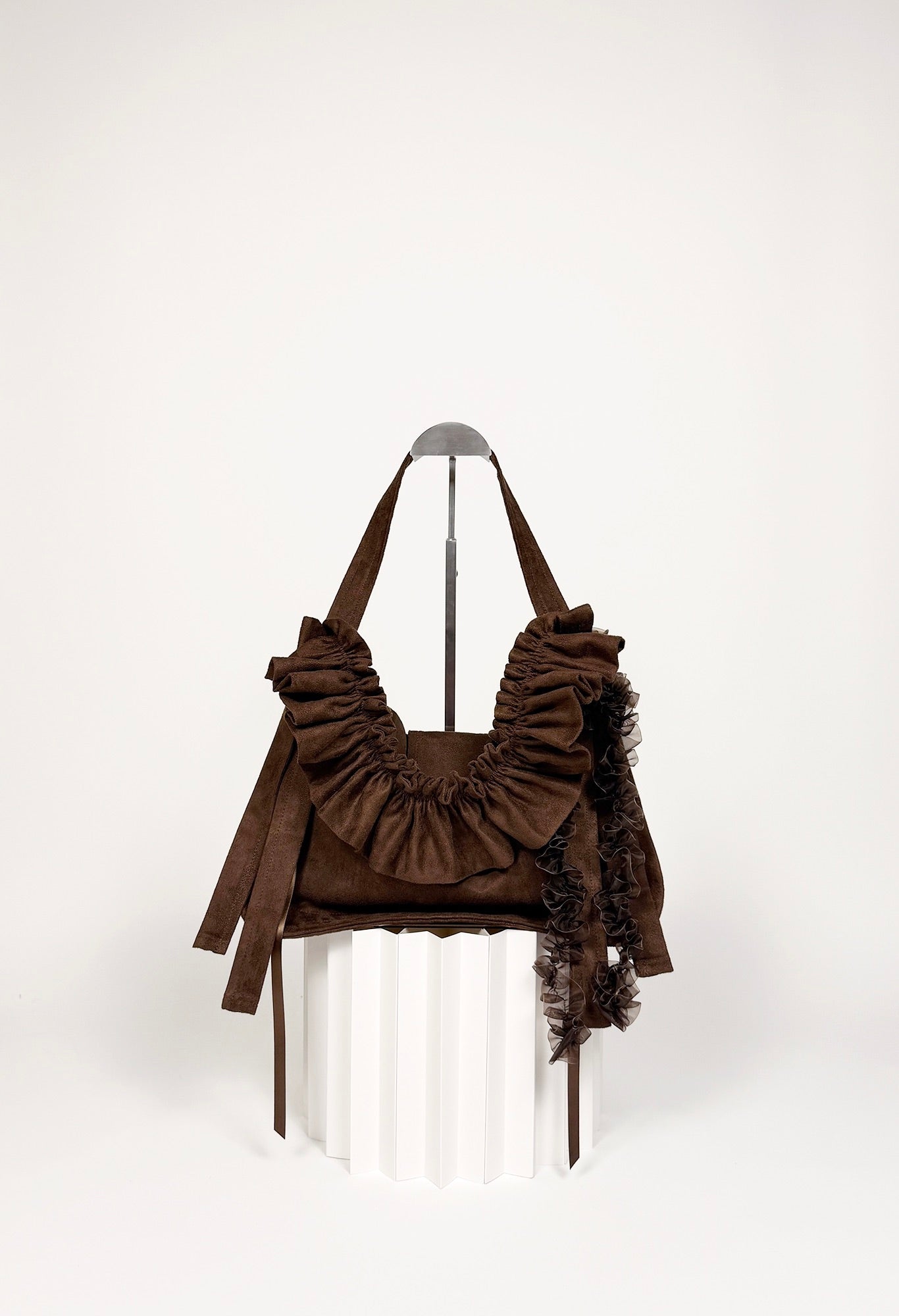 OVERSIZED NAIA SHOULDER BAG - BROWN MICROSUEDE