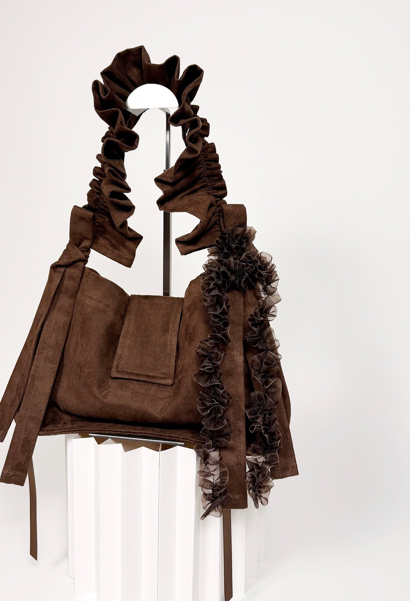 OVERSIZED NAIA SHOULDER BAG - BROWN MICROSUEDE