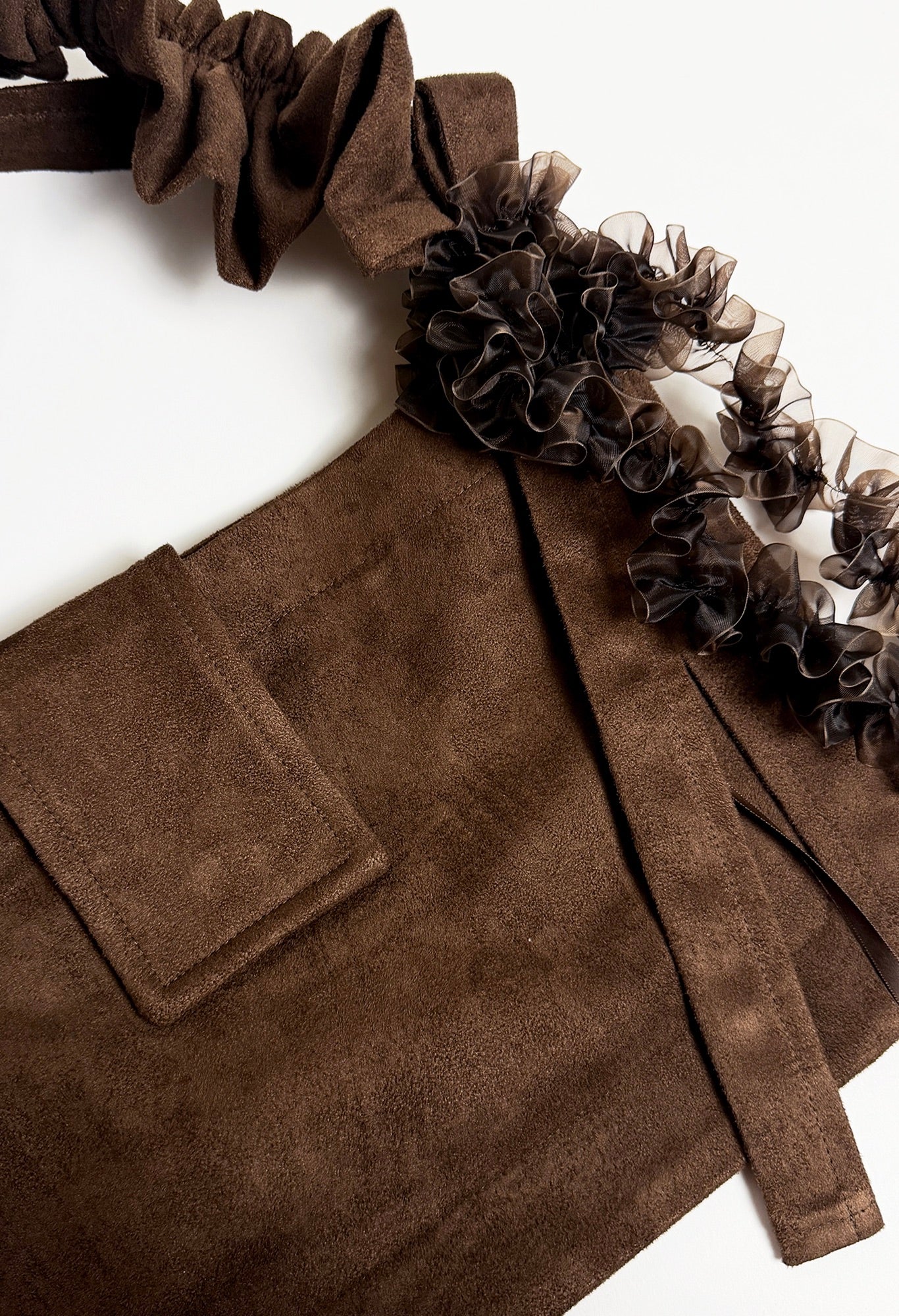 OVERSIZED NAIA SHOULDER BAG - BROWN MICROSUEDE
