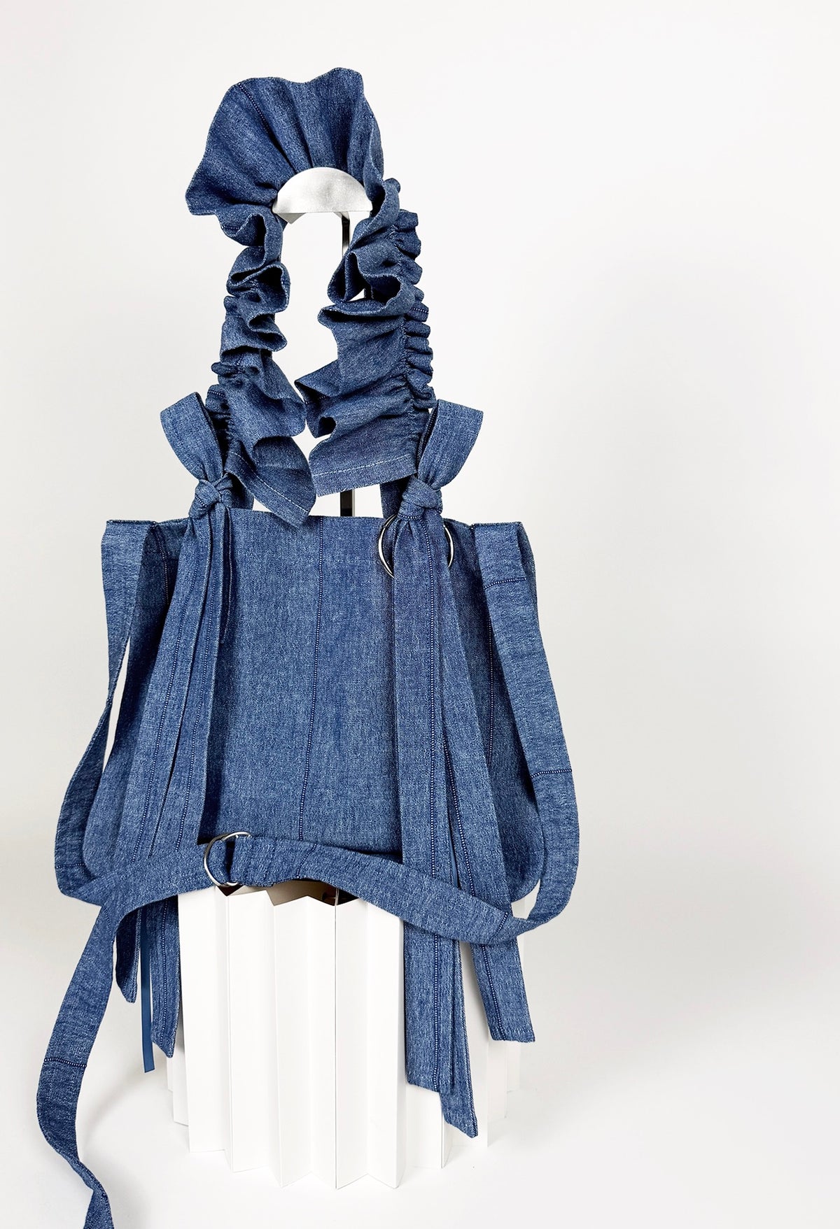 MINI ALIYA CROSSBODY TOTE - WASHED BLUE BASKETWEAVE