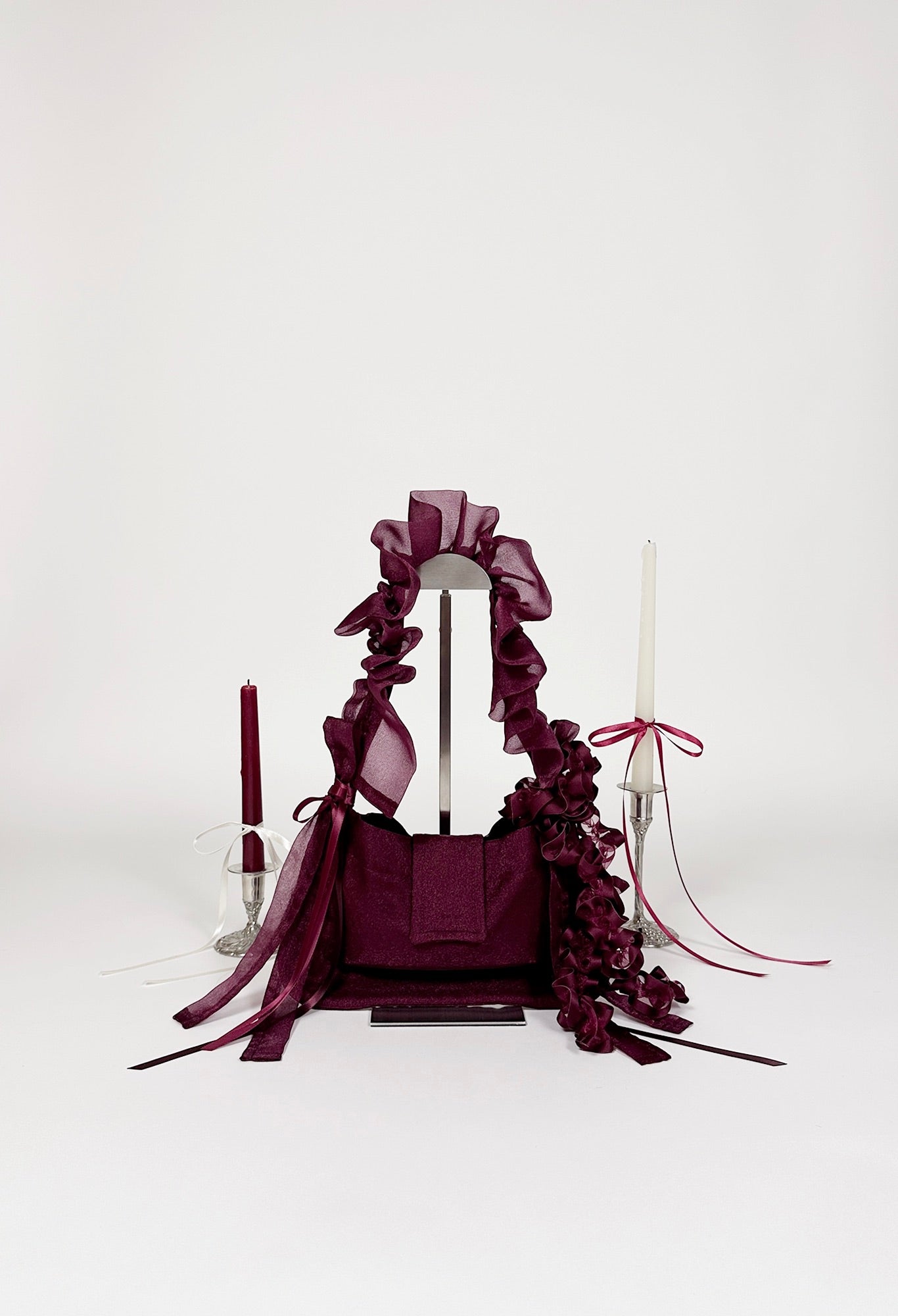 NAIA SHOULDER BAG - BURGUNDY ORGANZA