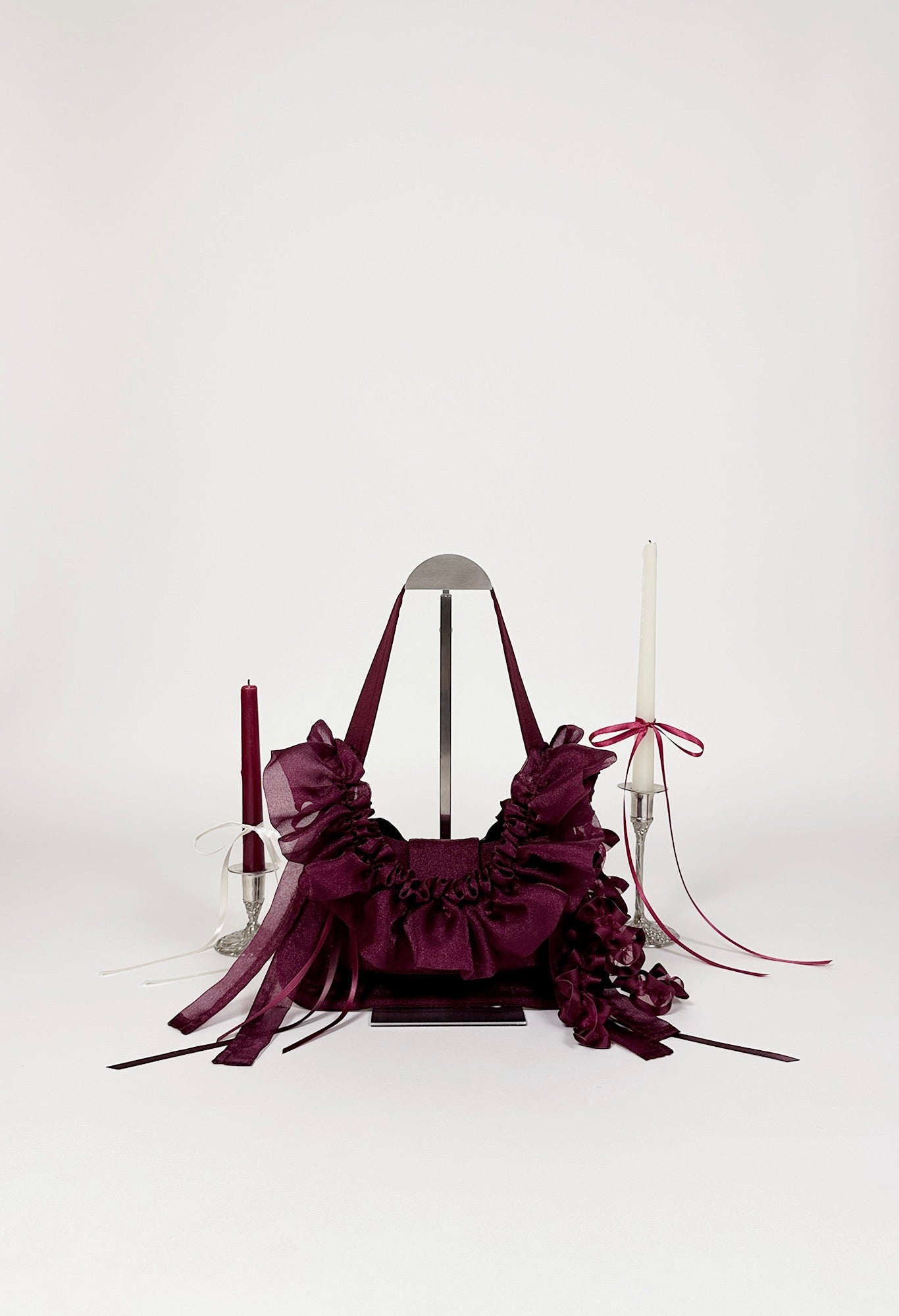 NAIA SHOULDER BAG - BURGUNDY ORGANZA
