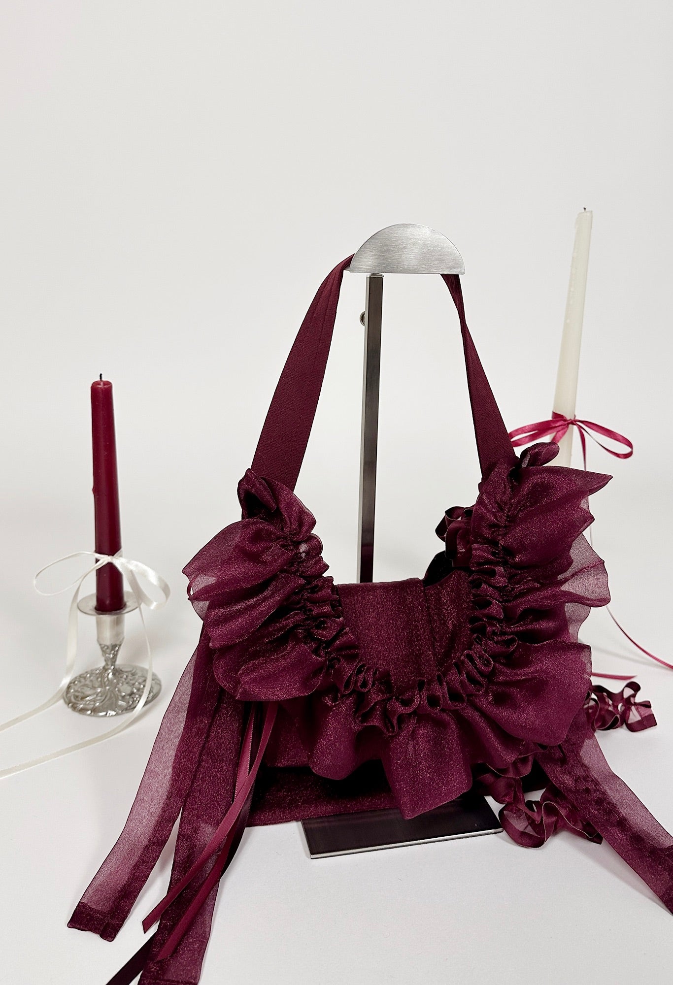 NAIA SHOULDER BAG - BURGUNDY ORGANZA