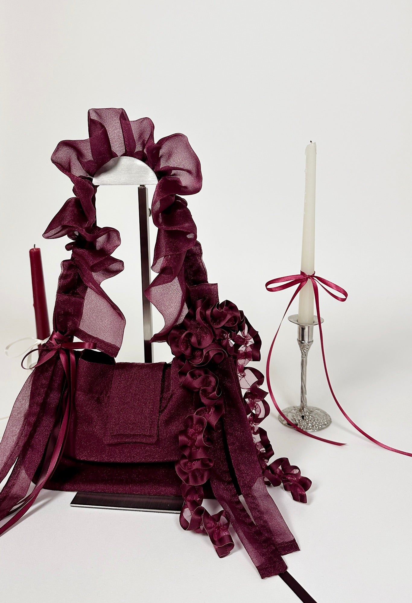 NAIA SHOULDER BAG - BURGUNDY ORGANZA