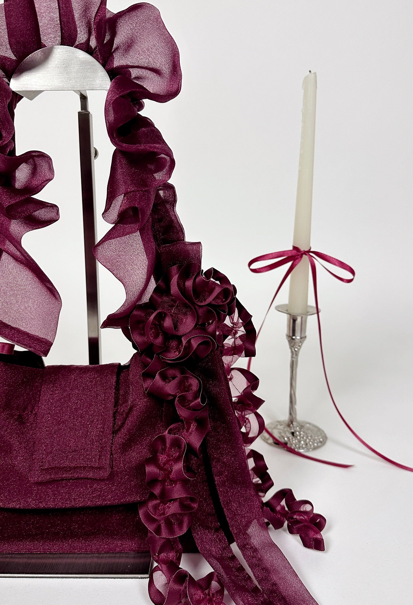 NAIA SHOULDER BAG - BURGUNDY ORGANZA