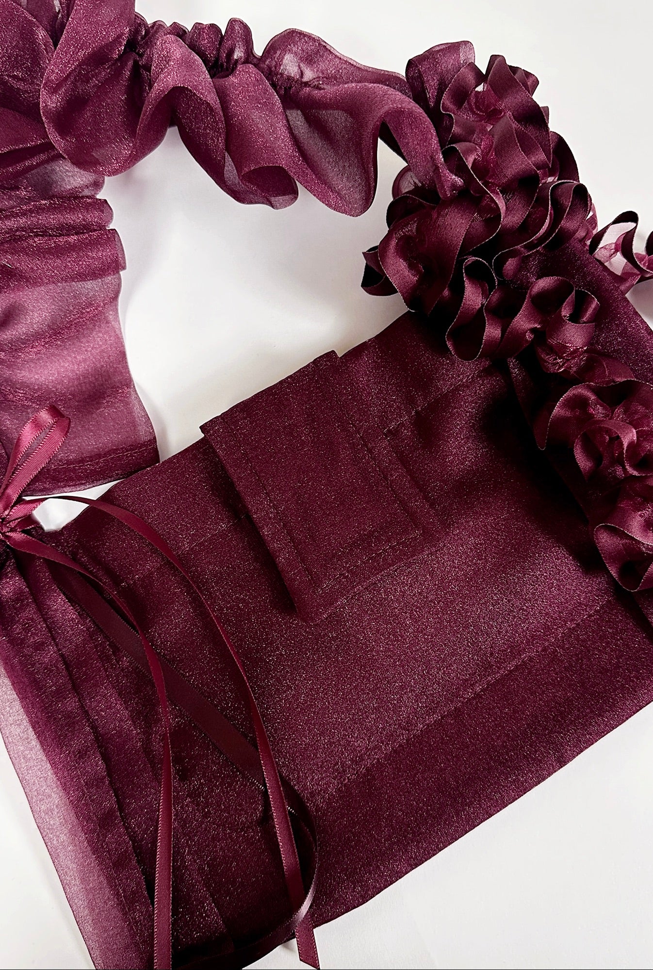 NAIA SHOULDER BAG - BURGUNDY ORGANZA