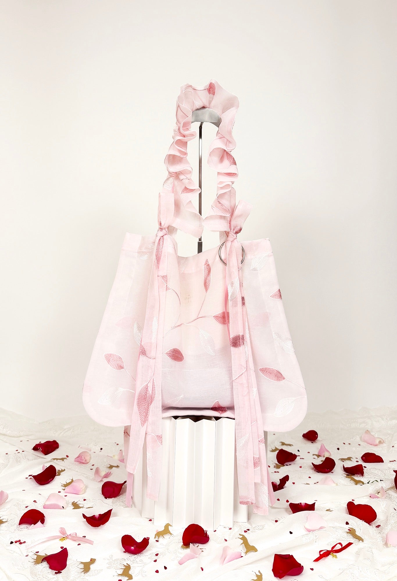 ALIYA TOTE - EMBROIDERED PINK VOILE