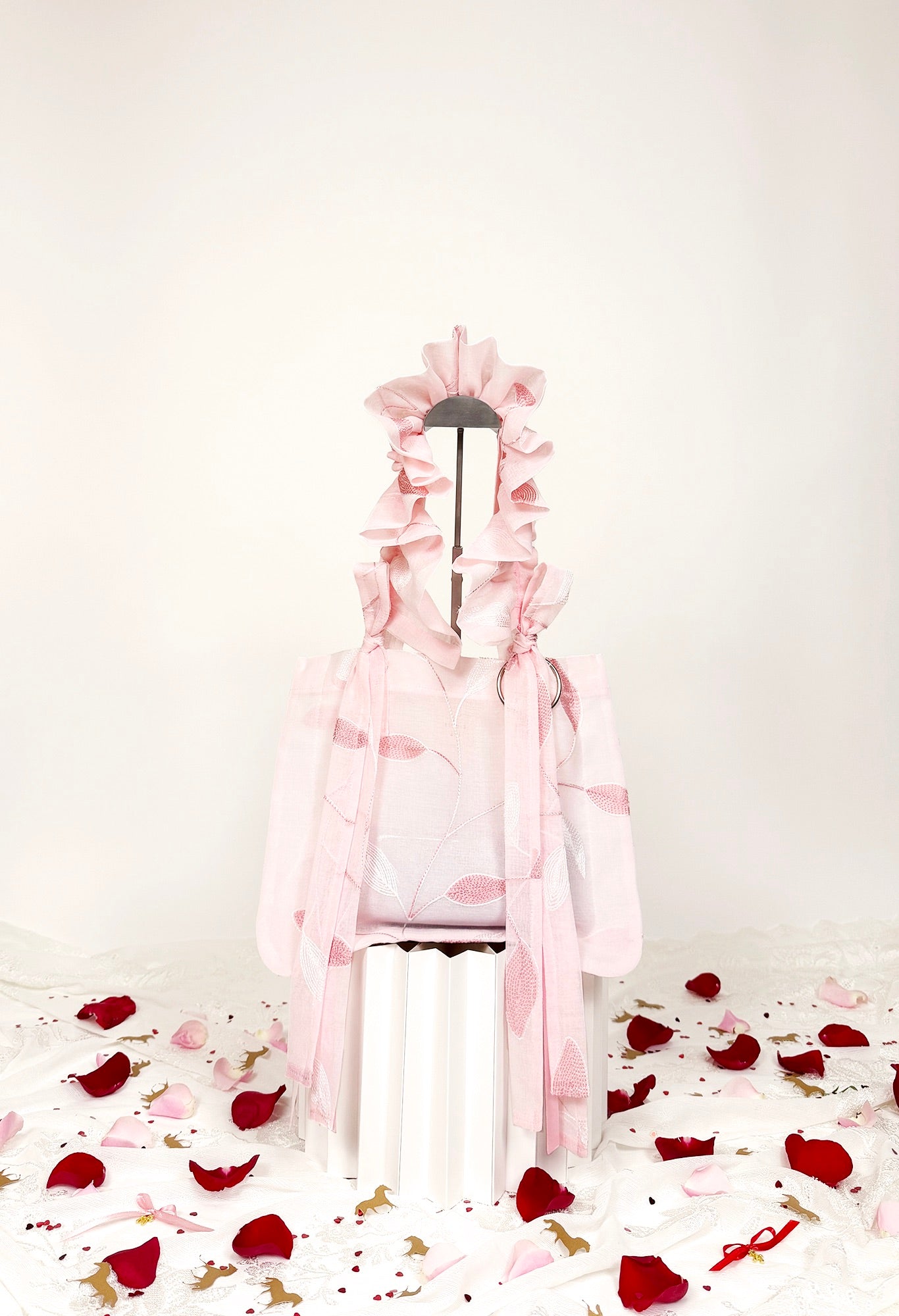 MINI ALIYA TOTE - EMBROIDERED PINK VOILE