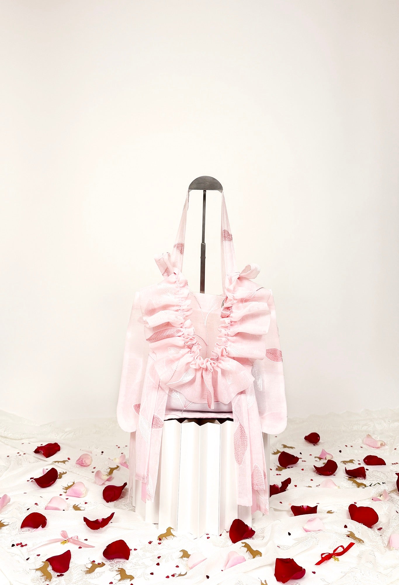 MINI ALIYA TOTE - EMBROIDERED PINK VOILE