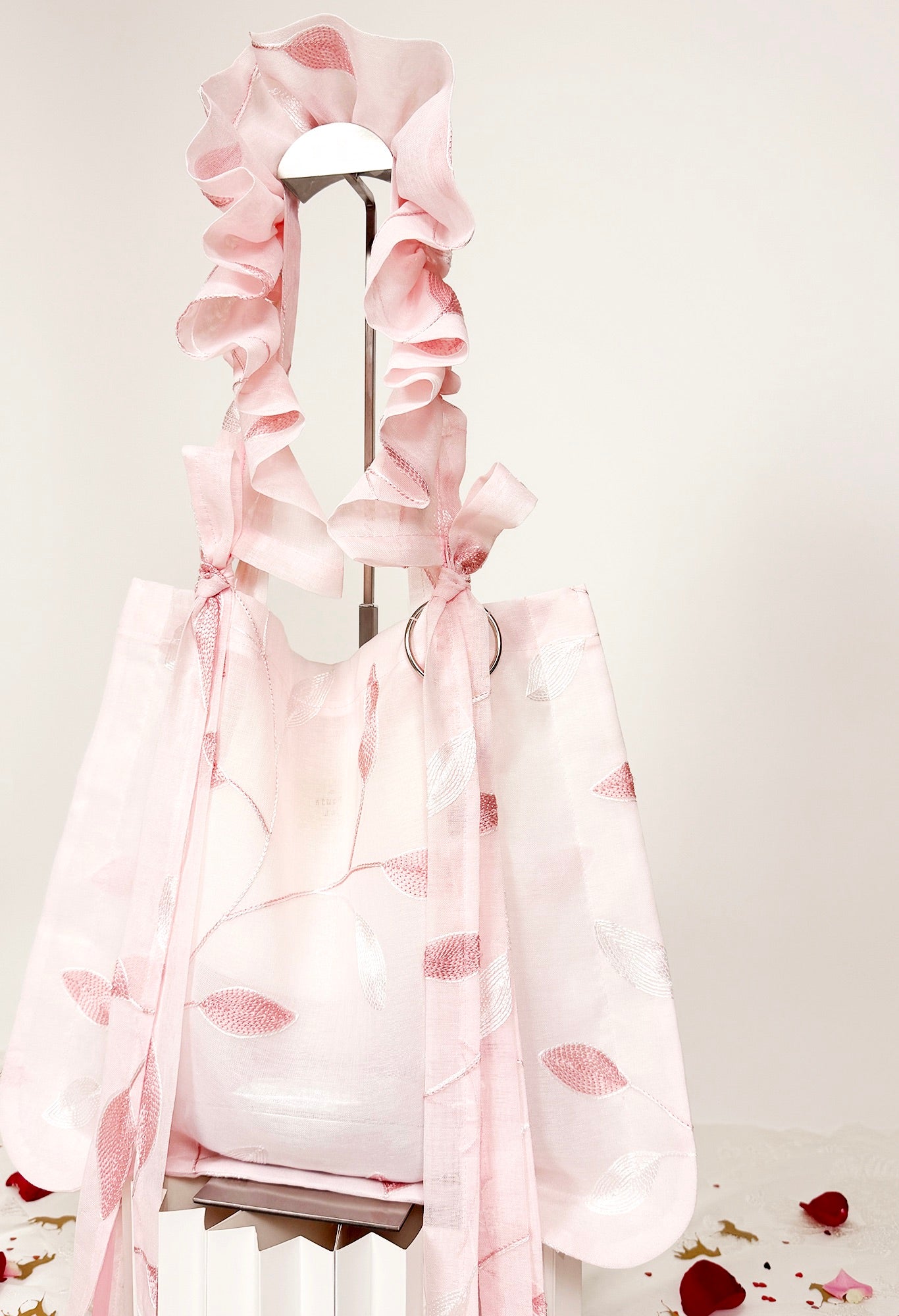 ALIYA TOTE - EMBROIDERED PINK VOILE