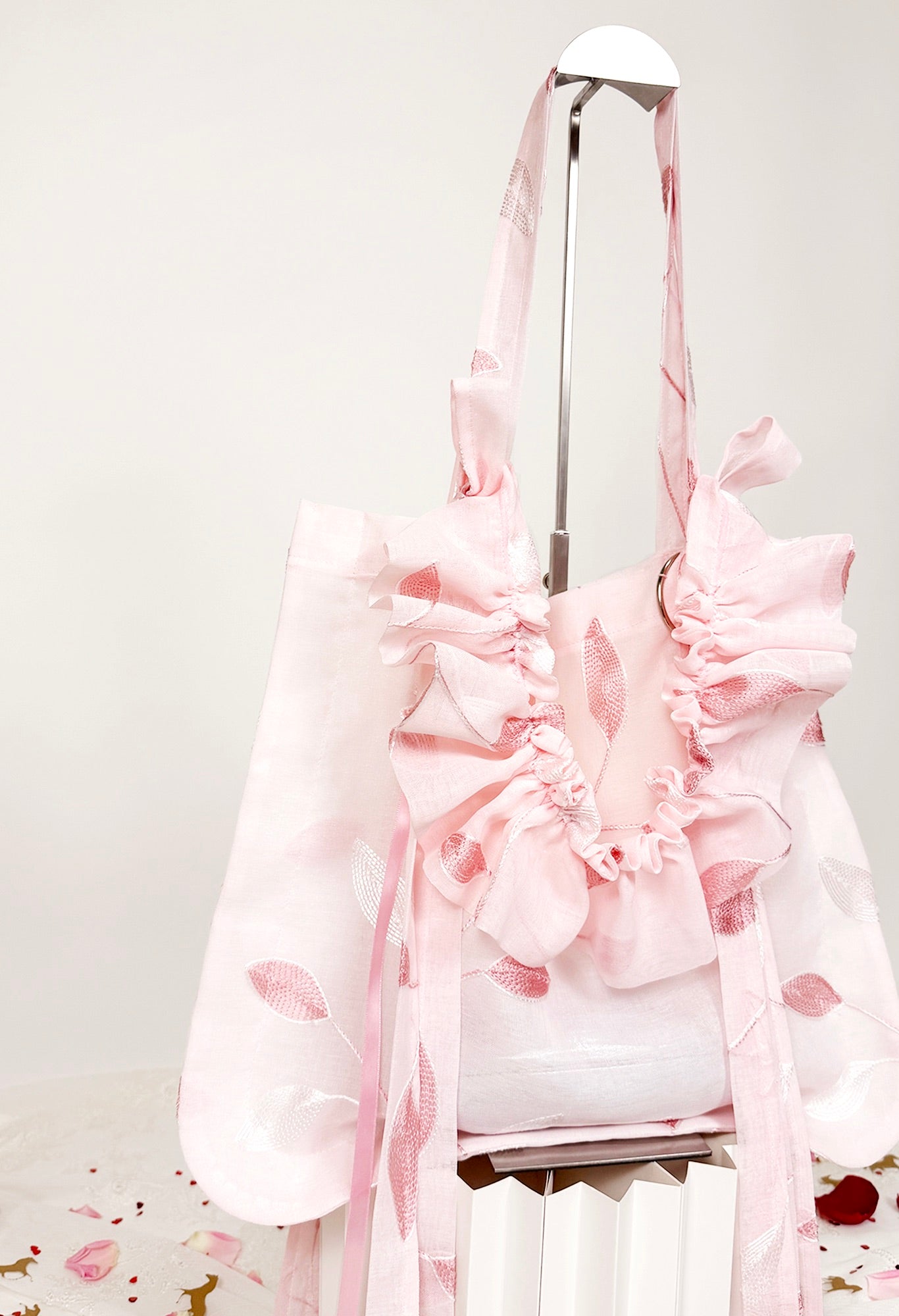 ALIYA TOTE - EMBROIDERED PINK VOILE