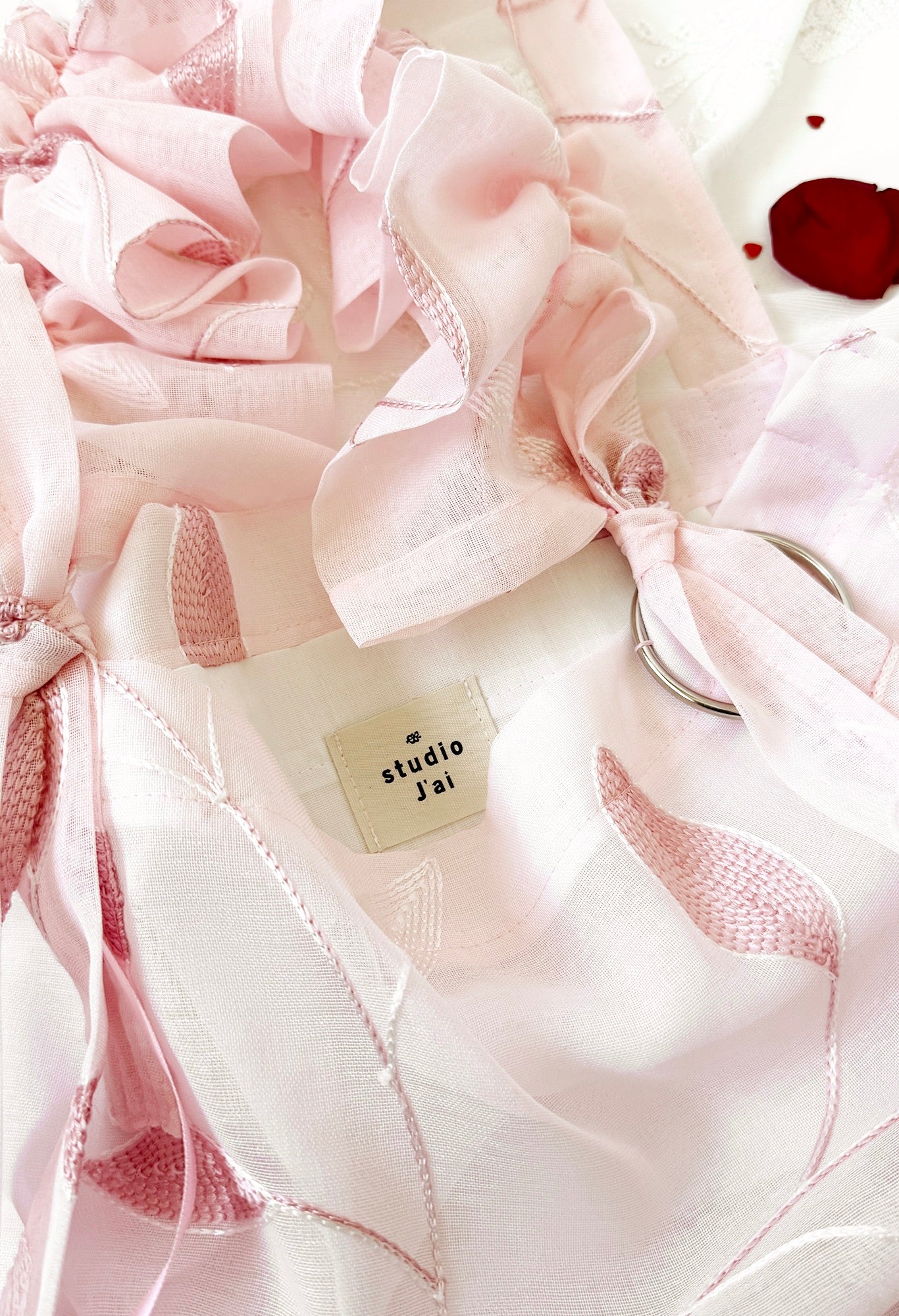 ALIYA TOTE - EMBROIDERED PINK VOILE