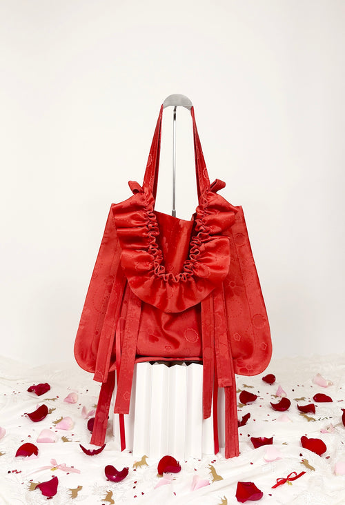 ALIYA TOTE - BRIGHT RED SATIN JACQUARD