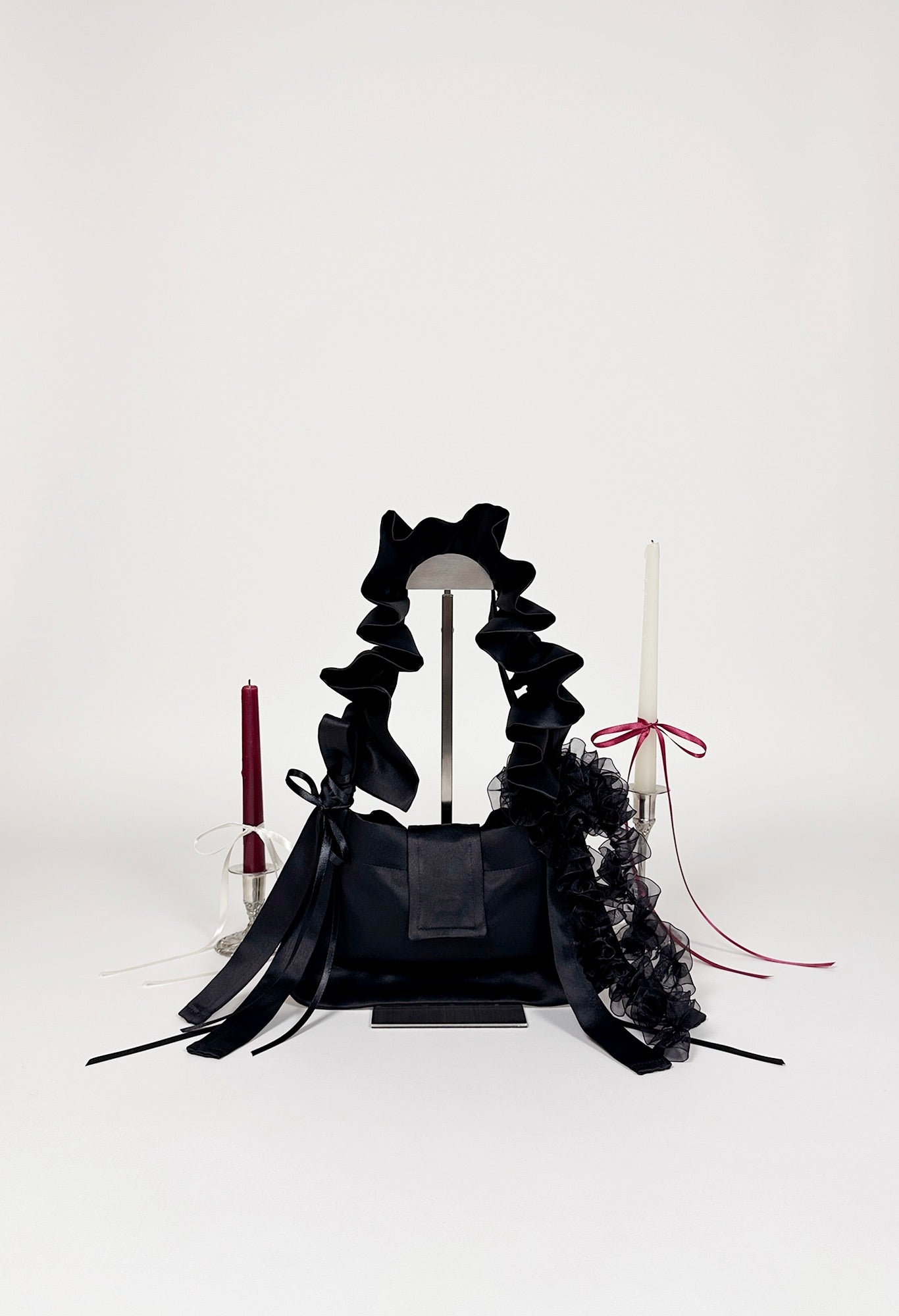 NAIA SHOULDER BAG - BLACK SATIN