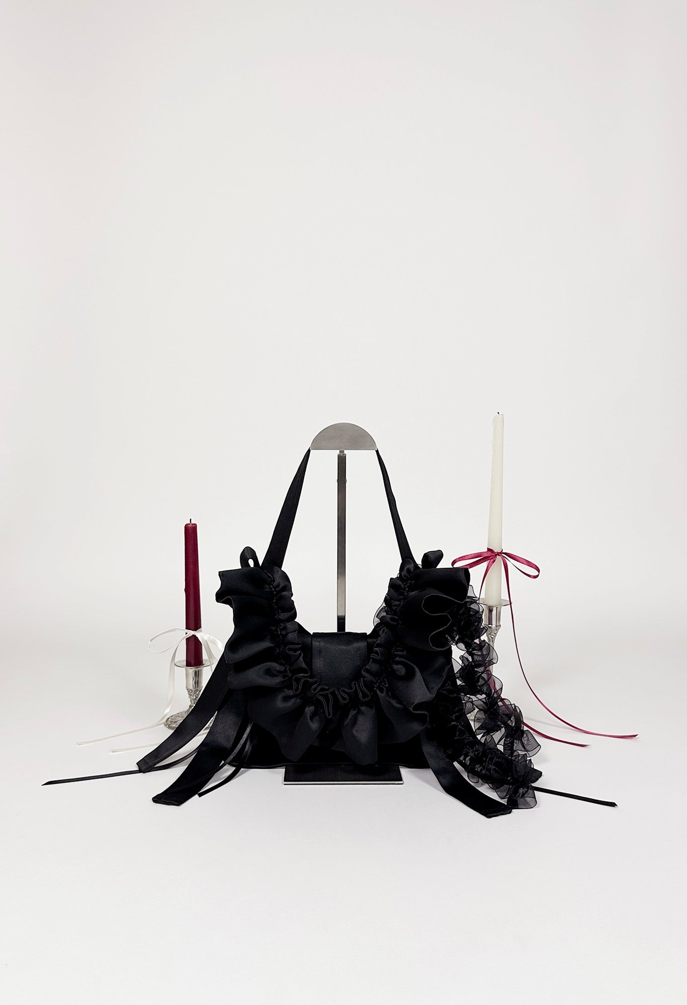 NAIA SHOULDER BAG - BLACK SATIN