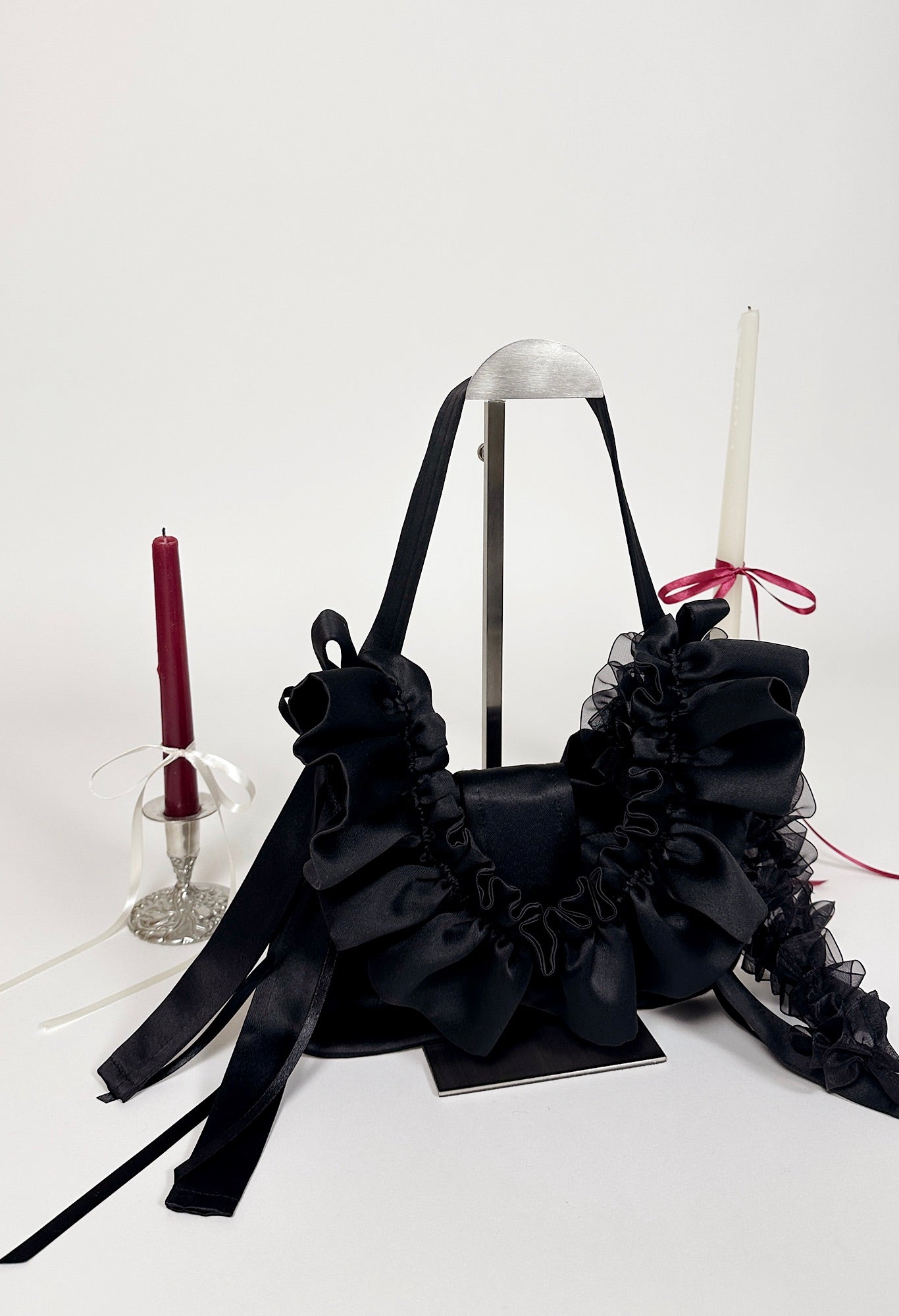 NAIA SHOULDER BAG - BLACK SATIN