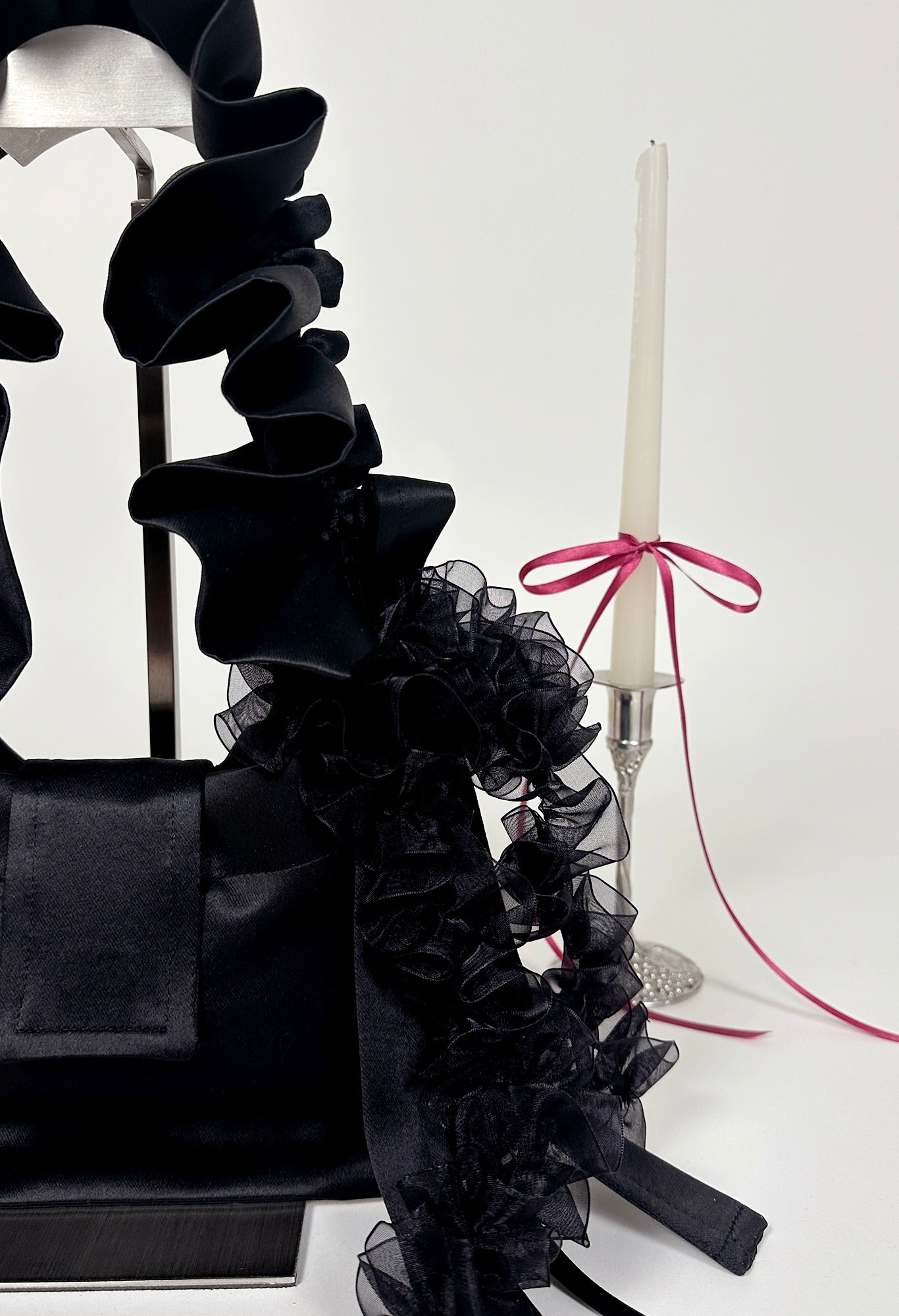 NAIA SHOULDER BAG - BLACK SATIN