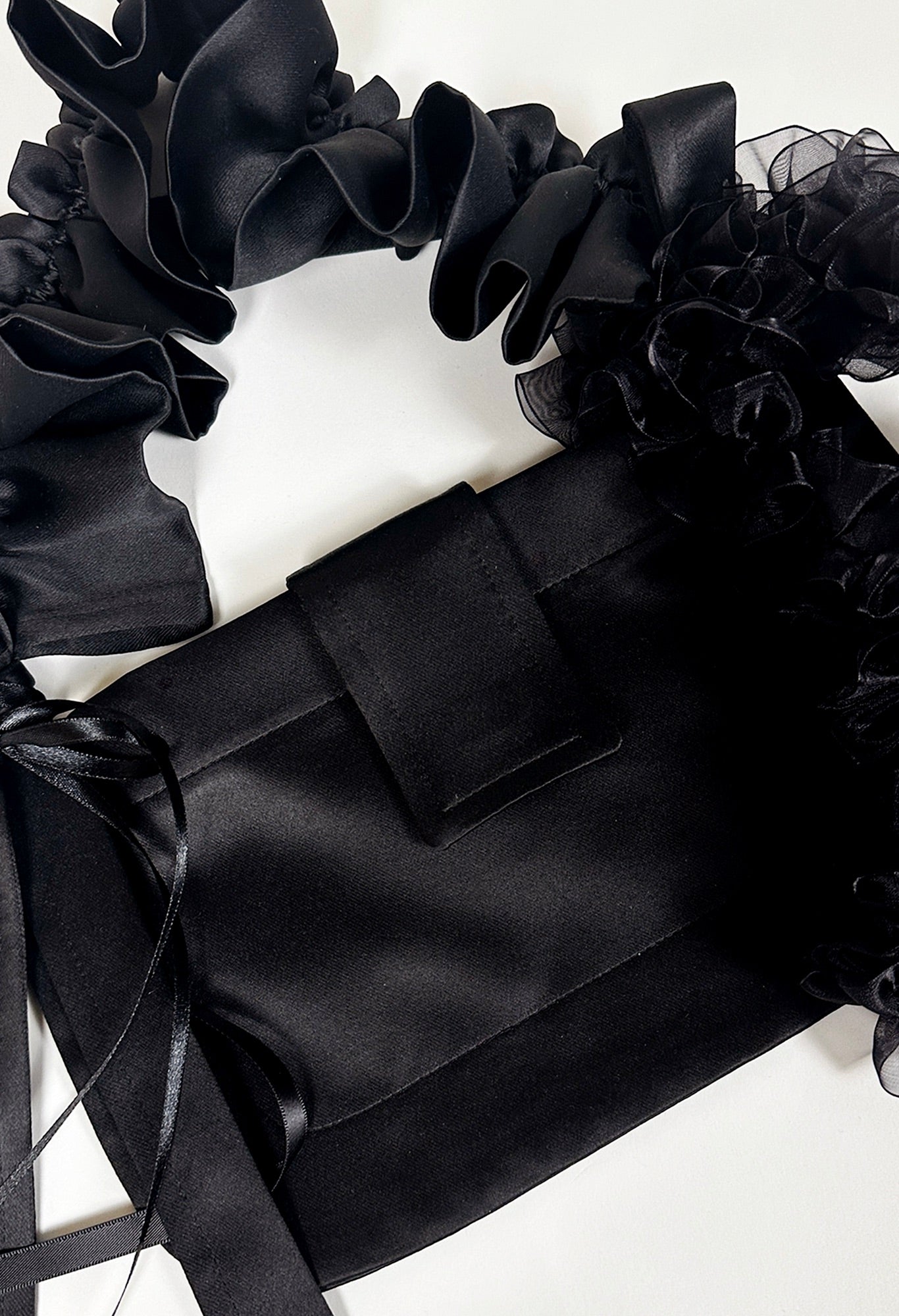 NAIA SHOULDER BAG - BLACK SATIN