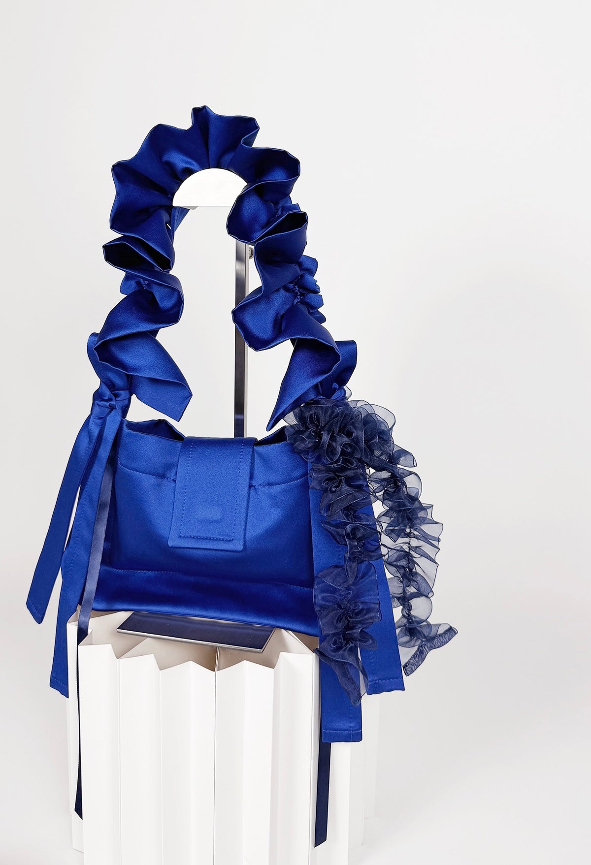 NAIA SHOULDER BAG - COBALT BLUE SATIN