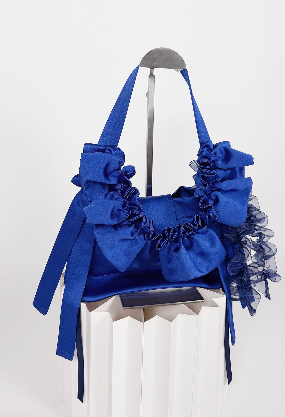 NAIA SHOULDER BAG - COBALT BLUE SATIN