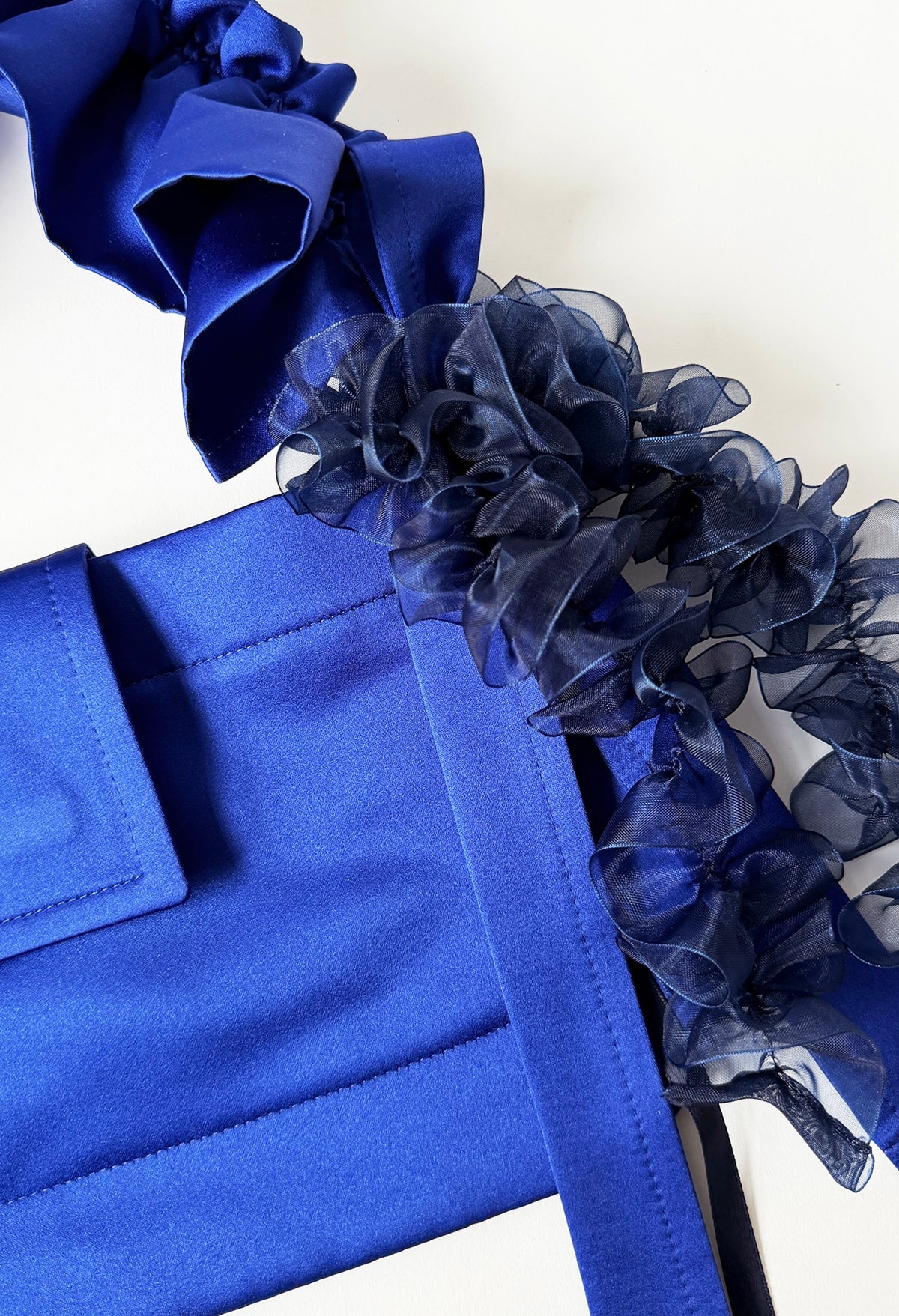 NAIA SHOULDER BAG - COBALT BLUE SATIN