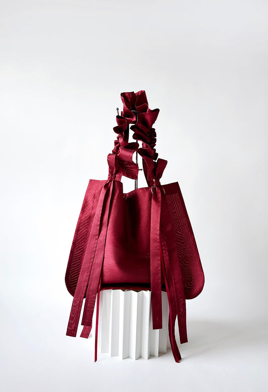 ALIYA TOTE BAG - BURGUNDY TAFFETA