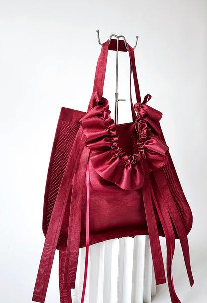 ALIYA TOTE BAG - BURGUNDY TAFFETA