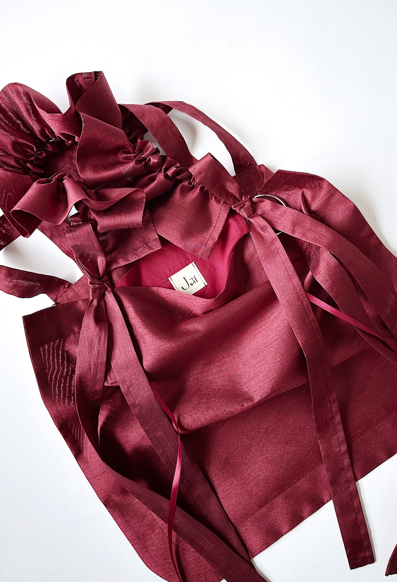 ALIYA TOTE BAG - BURGUNDY TAFFETA