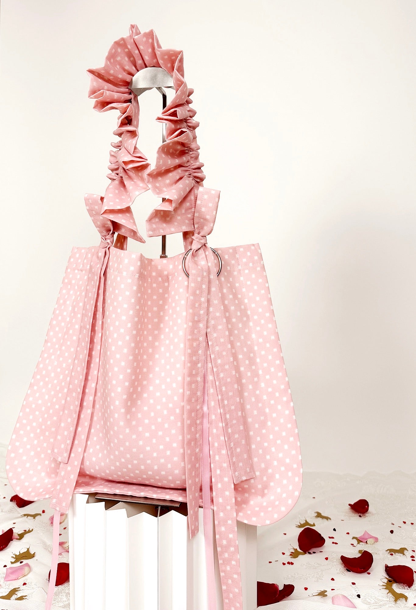 ALIYA TOTE - DUSTY PINK DOTTED BROADCLOTH
