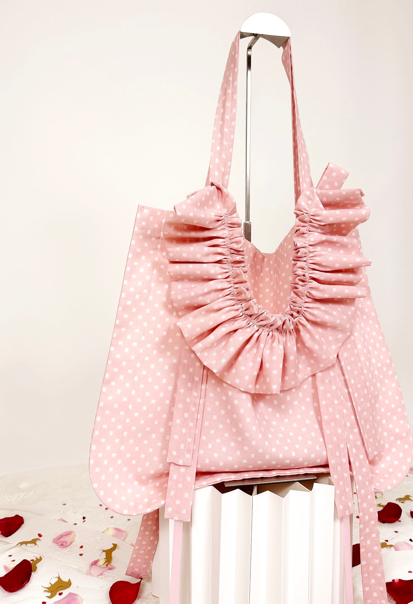 ALIYA TOTE - DUSTY PINK DOTTED BROADCLOTH