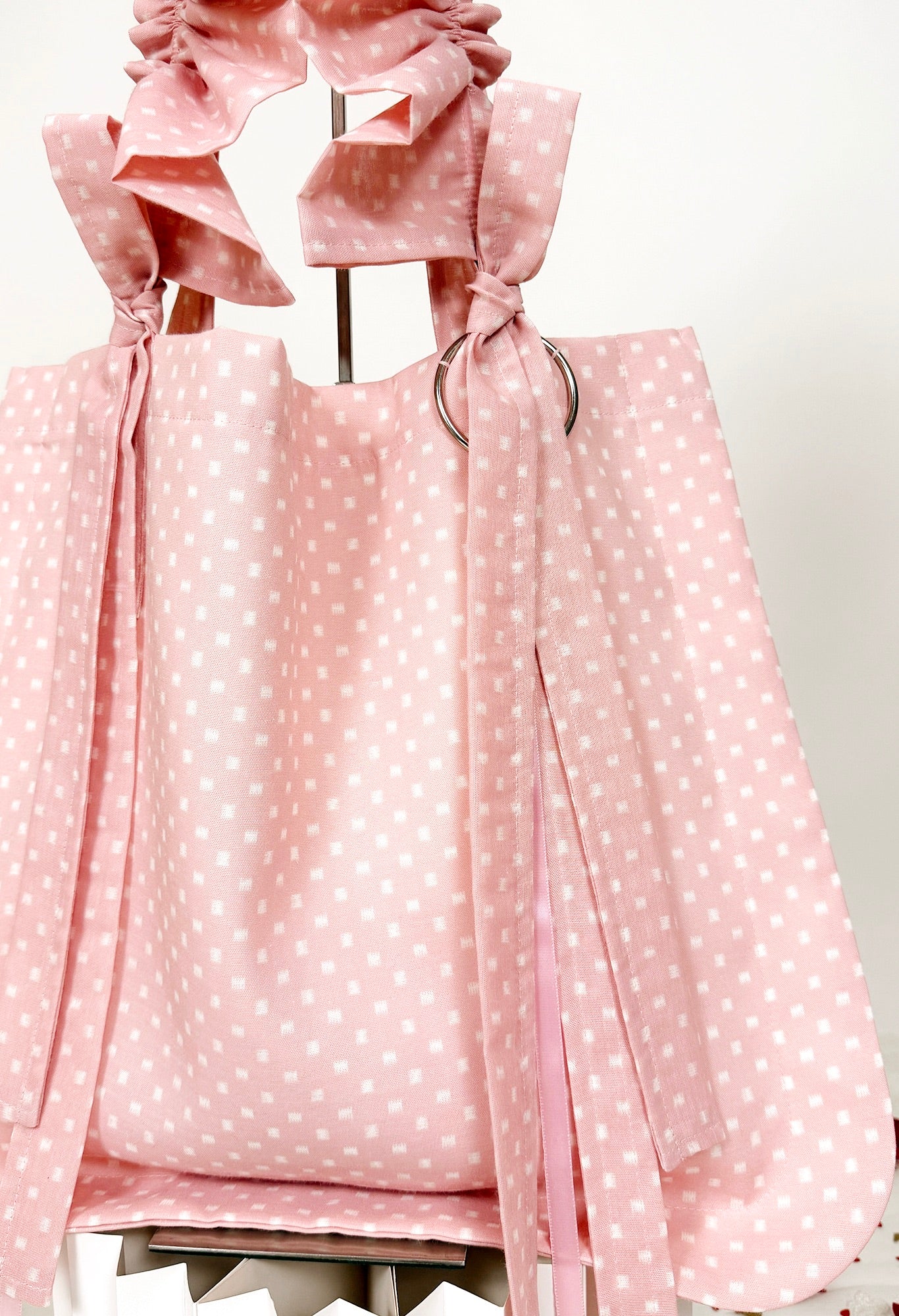 ALIYA TOTE - DUSTY PINK DOTTED BROADCLOTH