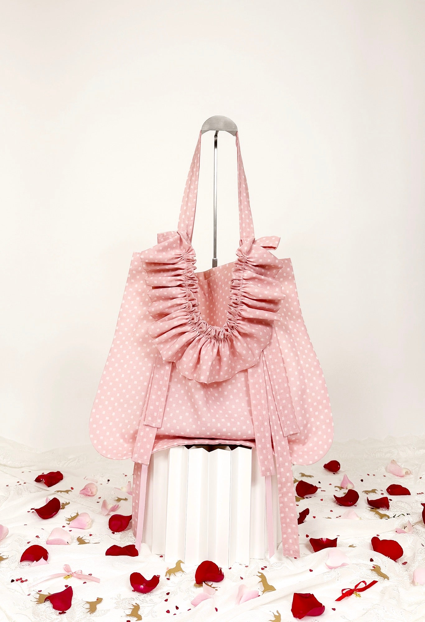 ALIYA TOTE - DUSTY PINK DOTTED BROADCLOTH