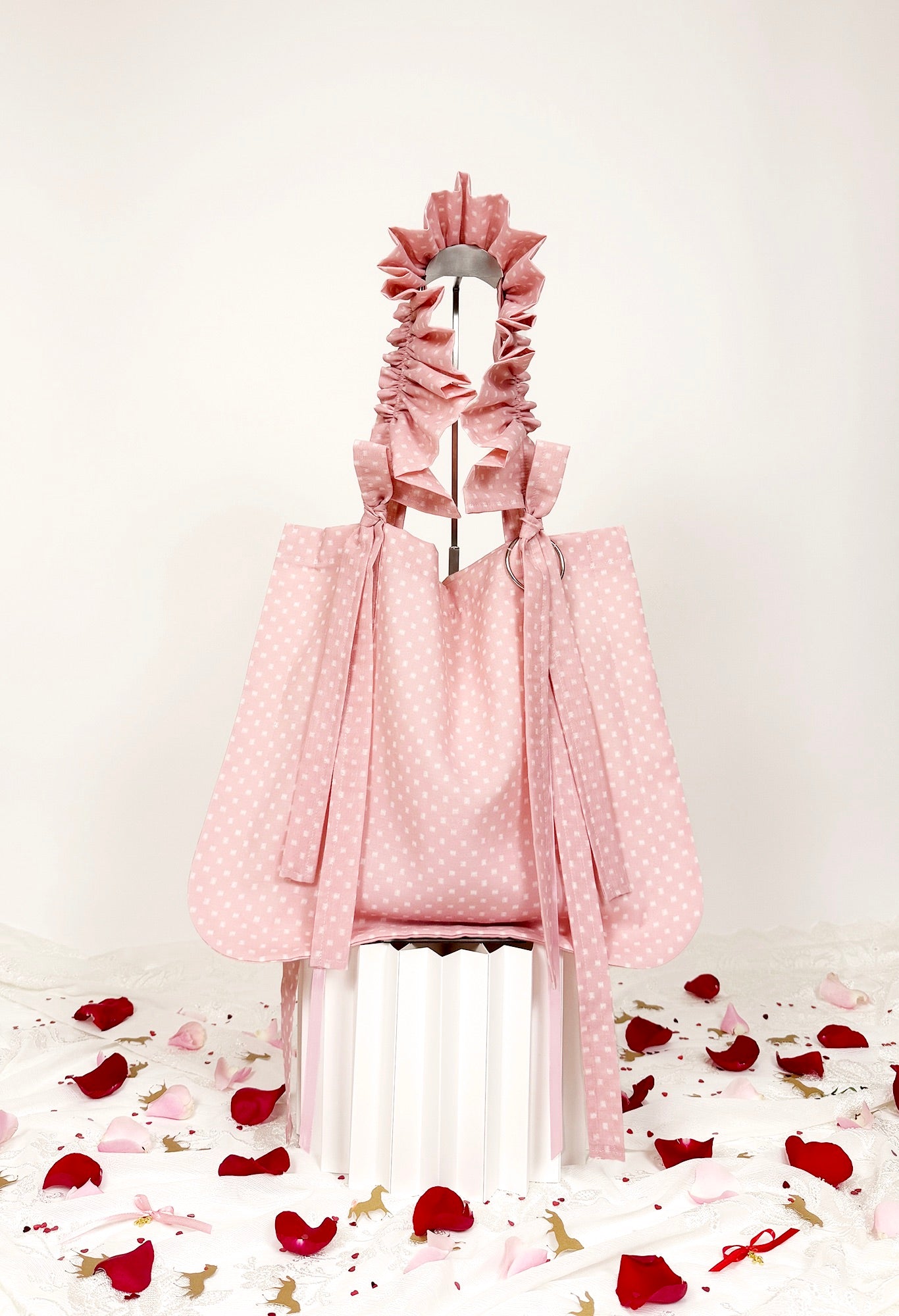 ALIYA TOTE - DUSTY PINK DOTTED BROADCLOTH