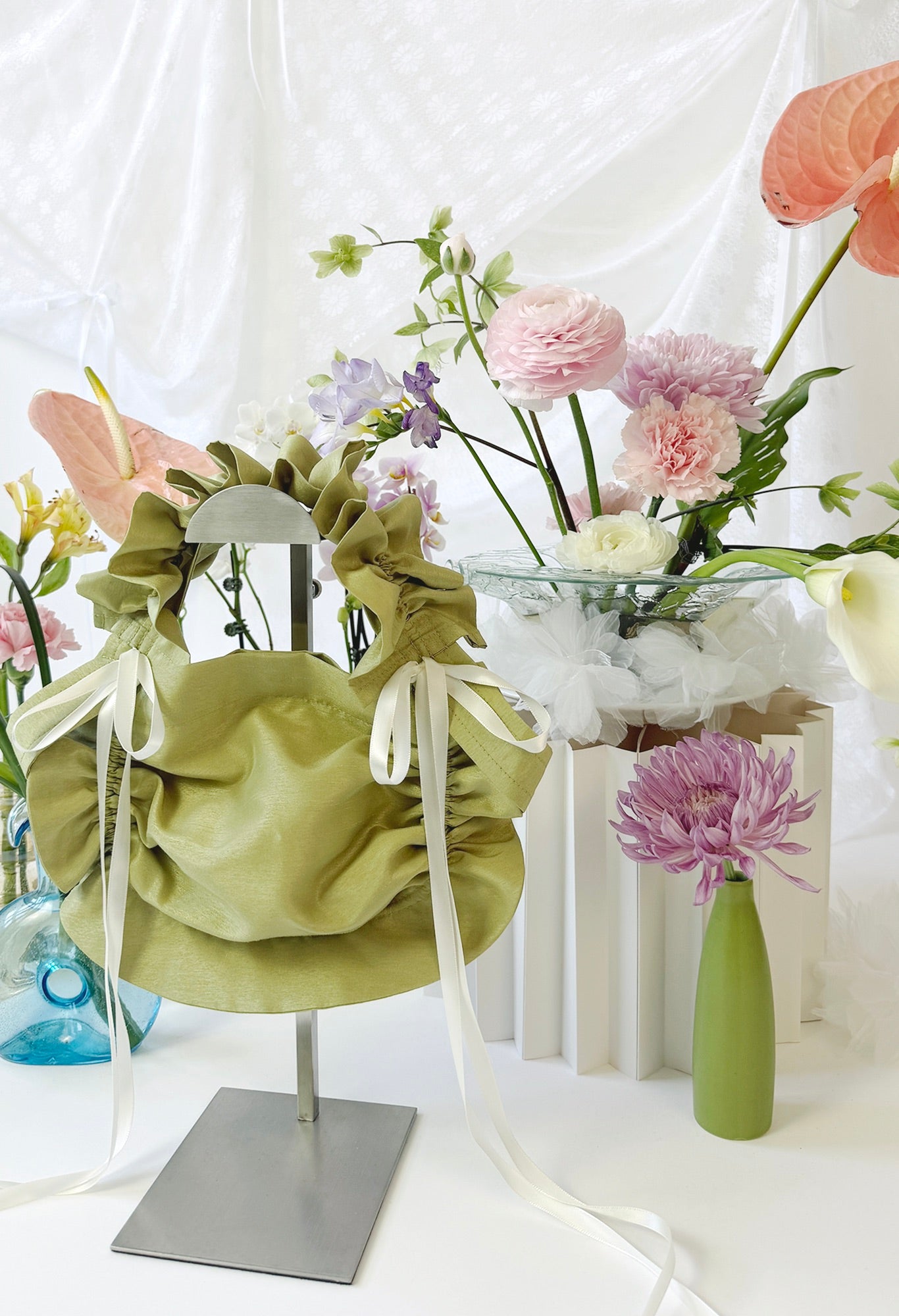 ZIA BAG - GREEN TAFFETA