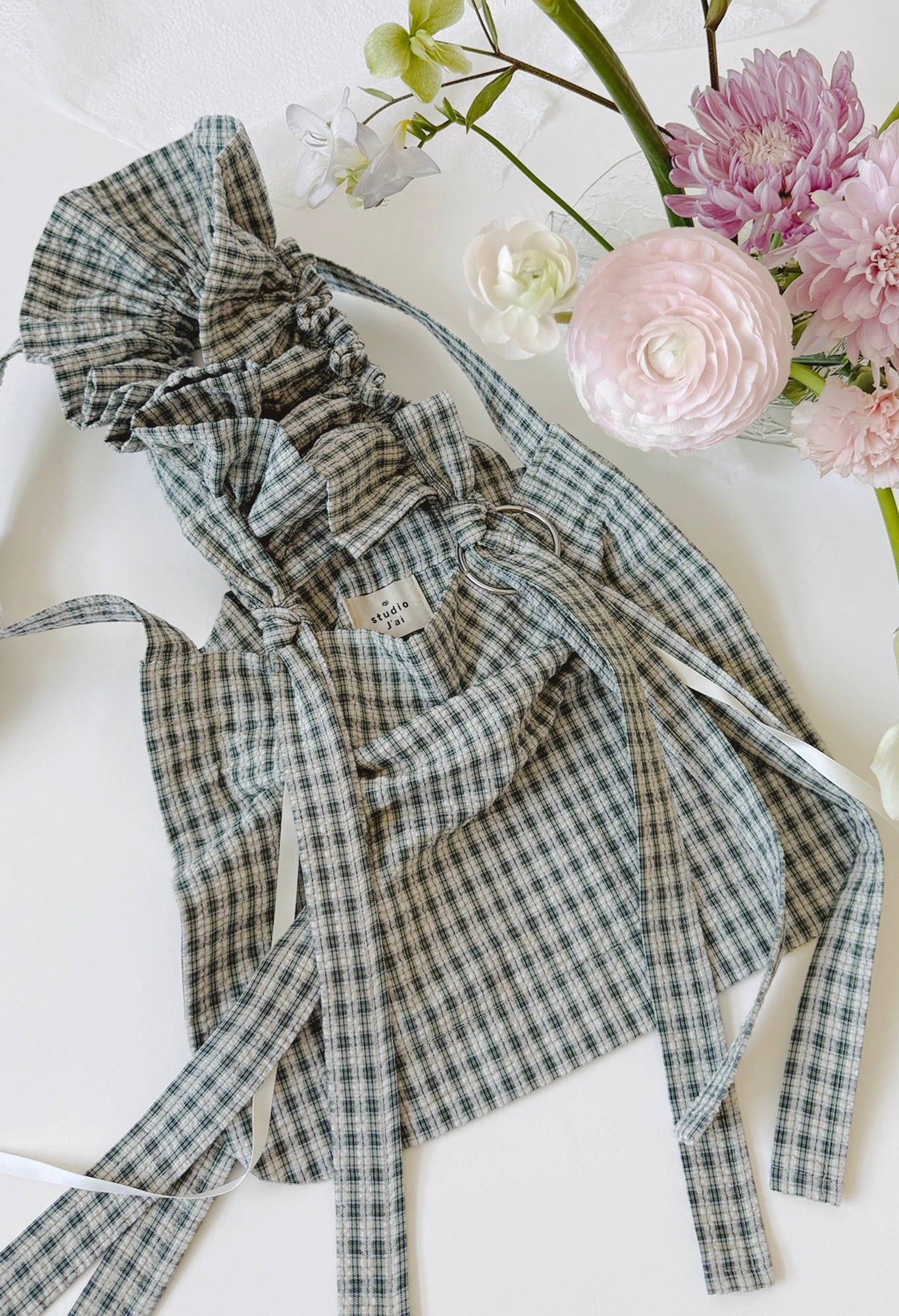 MINI ALIYA CROSSBODY TOTE - GREEN CHECKS SEERSUCKER