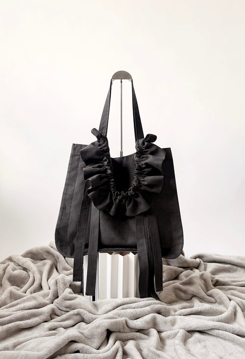 ALIYA TOTE - DARK GRAY MICROSUEDE