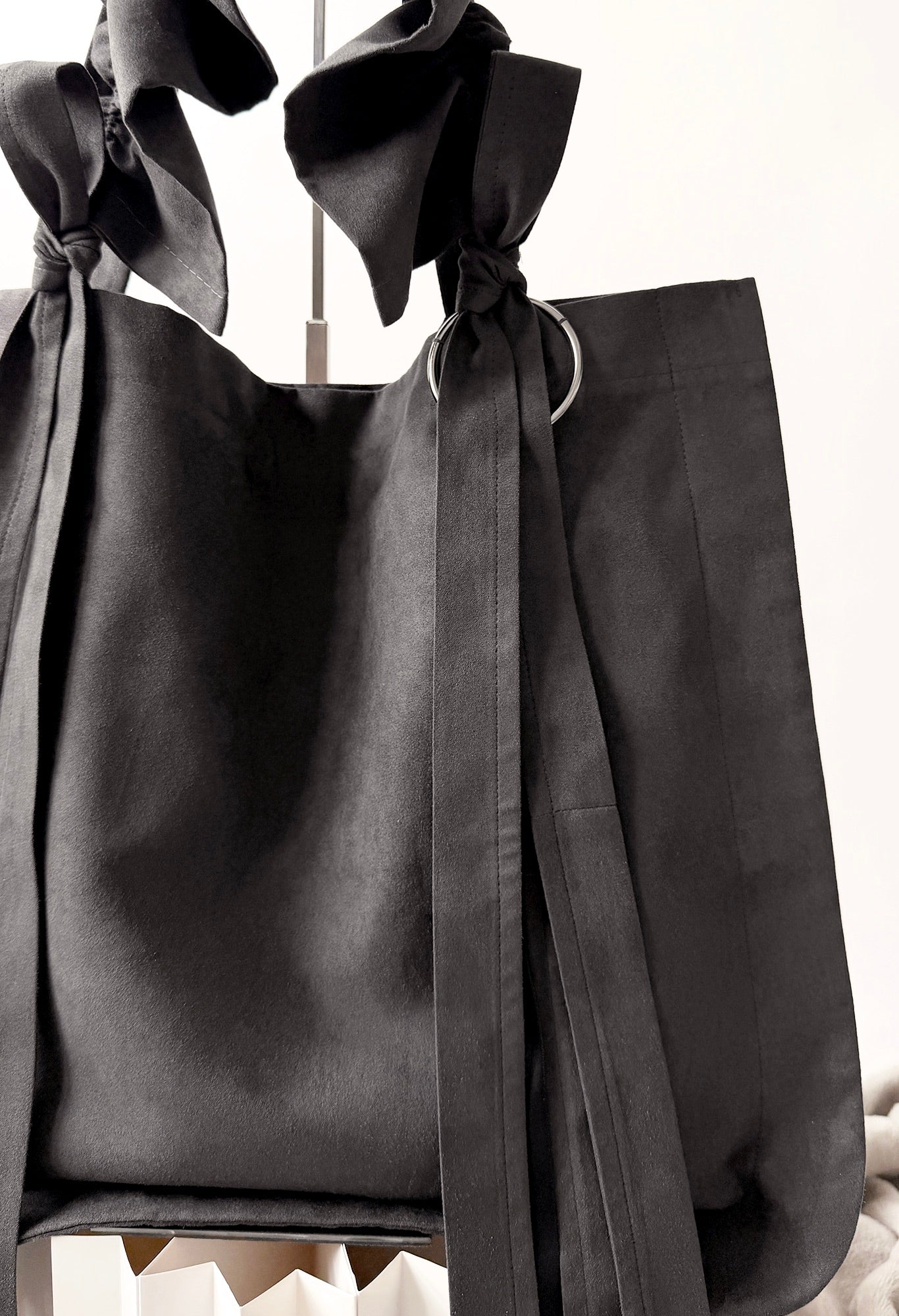 ALIYA TOTE - DARK GRAY MICROSUEDE