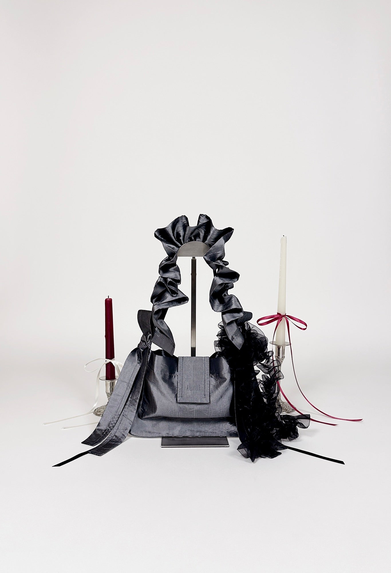 NAIA SHOULDER BAG - DARK SILVER NYLON