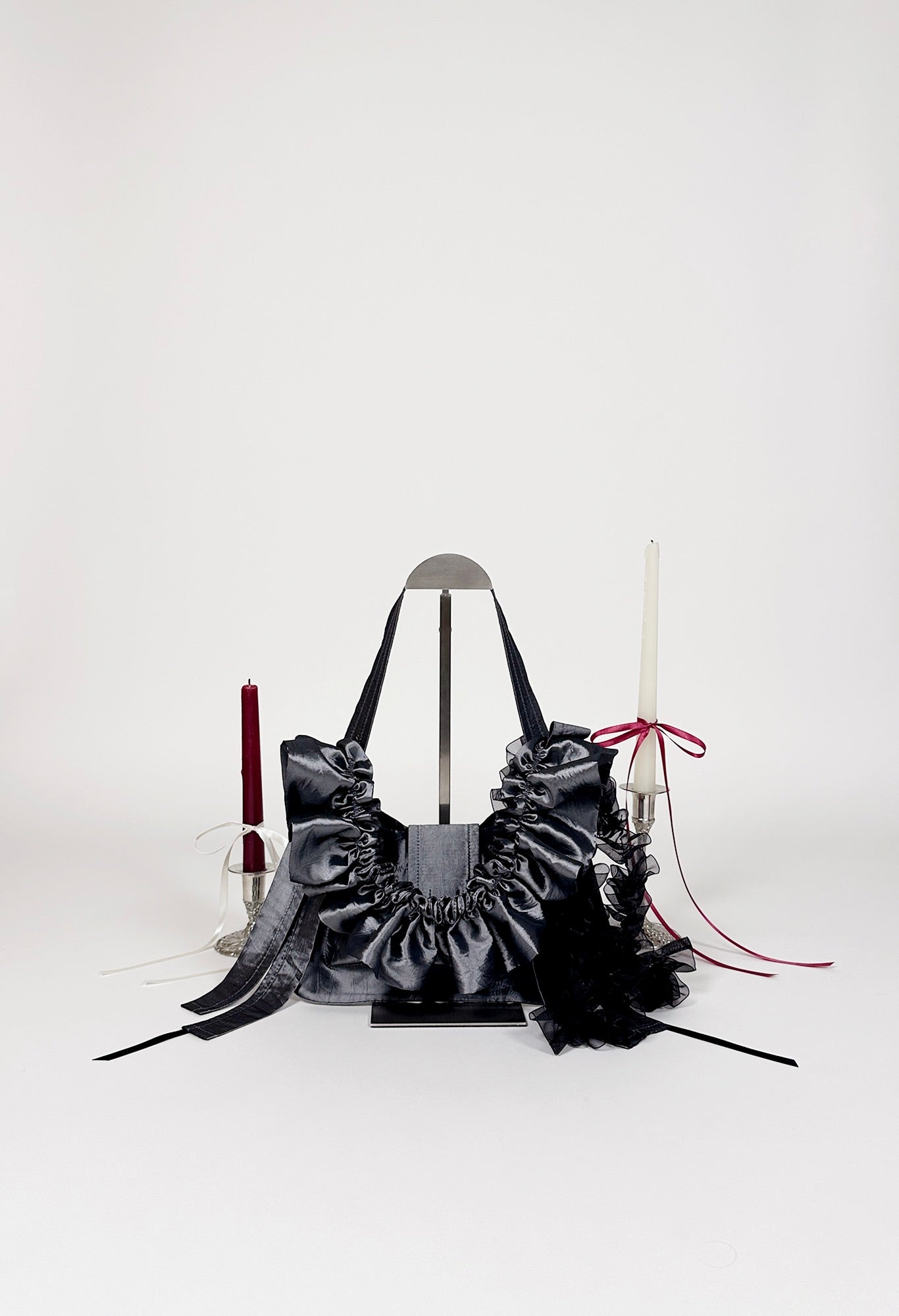 NAIA SHOULDER BAG - DARK SILVER NYLON