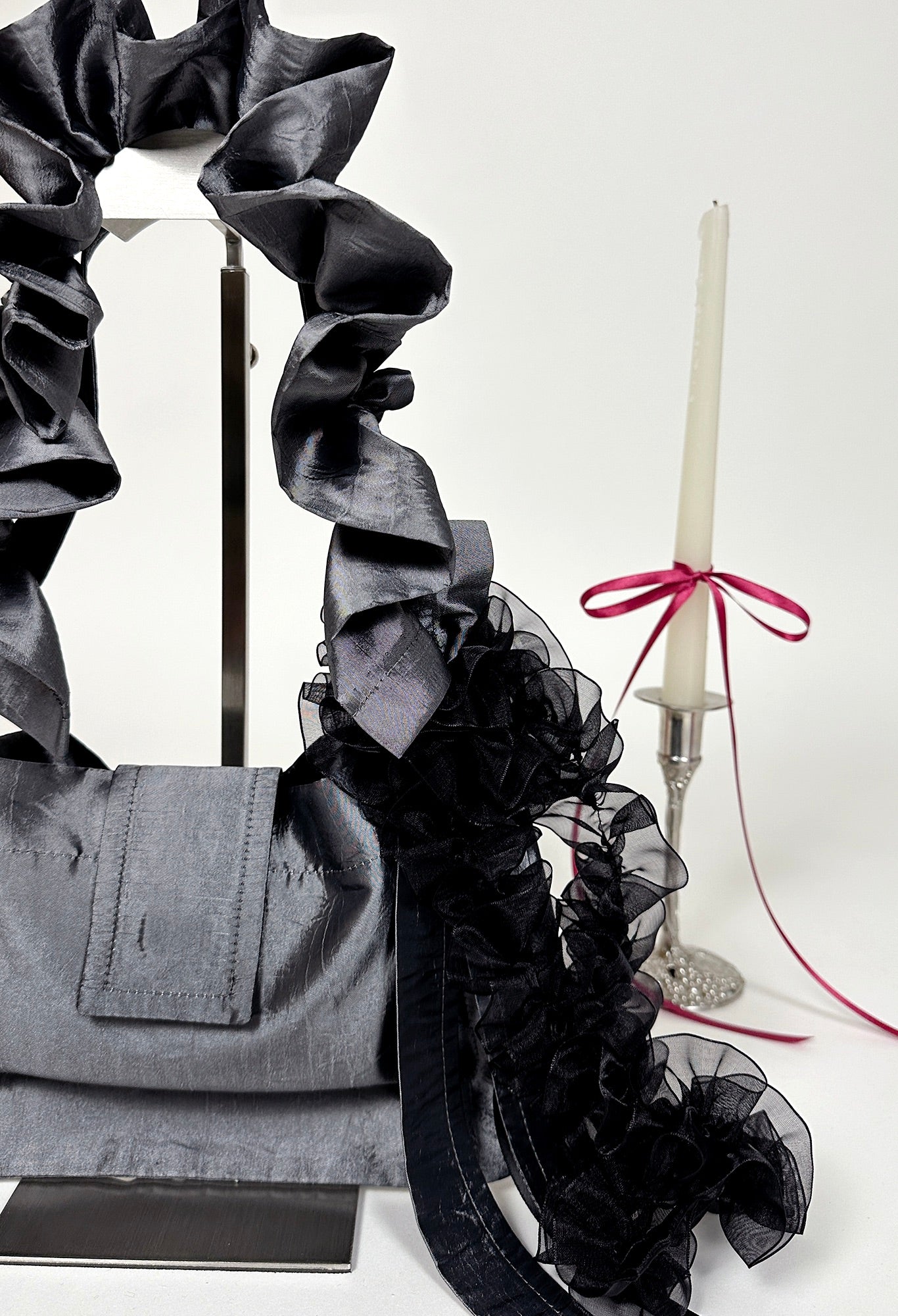 NAIA SHOULDER BAG - DARK SILVER NYLON